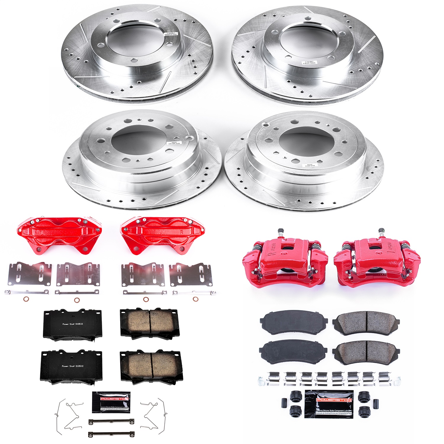 Power Stop - KC1133 - Front and Rear - Disc Brake Pad/Caliper and Rotor Kit