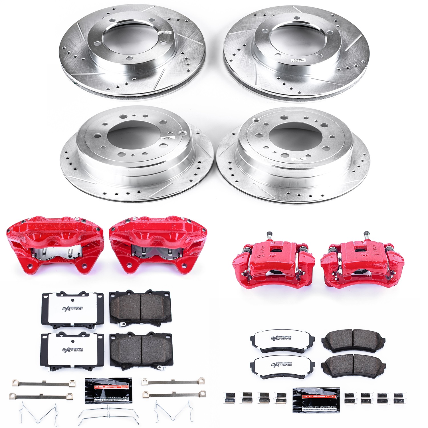 Power Stop - KC1133A-36 - Front and Rear - Disc Brake Pad/Caliper and Rotor Kit