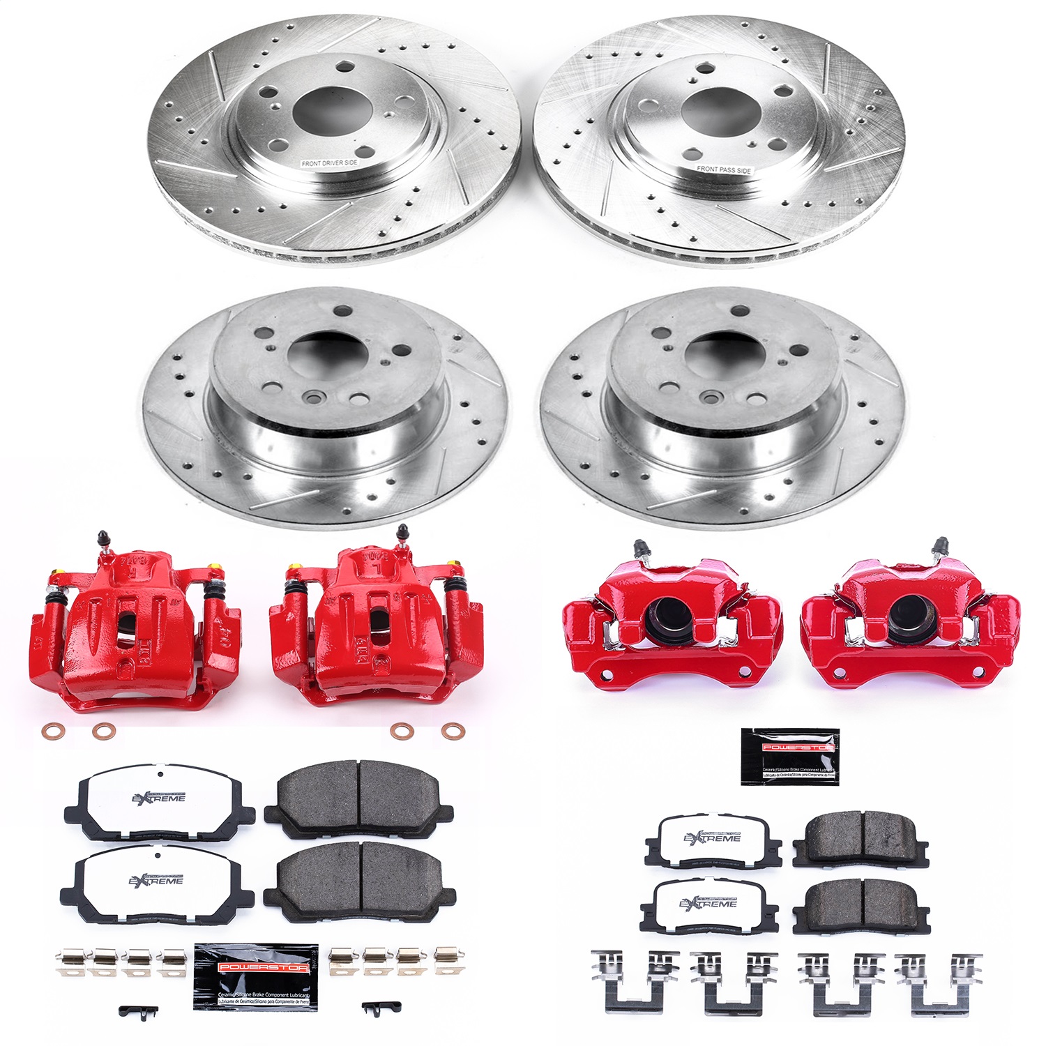 Power Stop - KC1139-36 - Front and Rear - Disc Brake Pad/Caliper and Rotor Kit