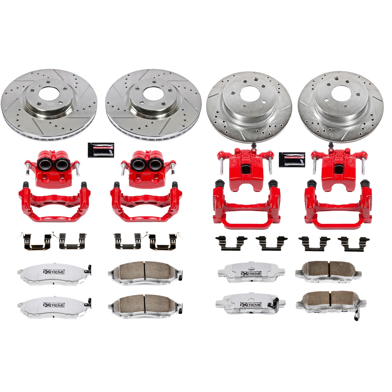 Power Stop - KC114-26 - Front and Rear - Disc Brake Pad/Caliper and Rotor Kit