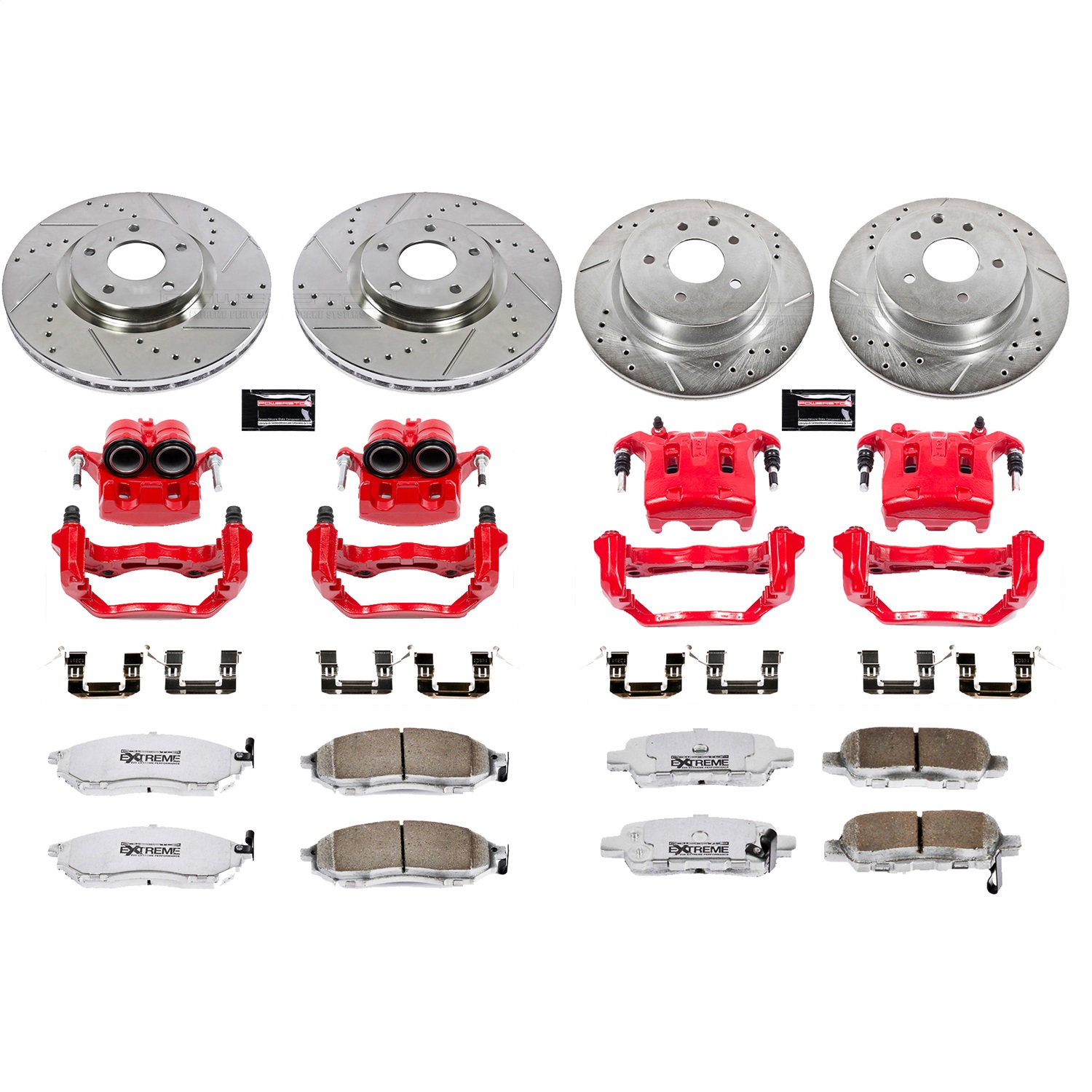 Power Stop - KC114A-26 - Front and Rear - Disc Brake Pad/Caliper and Rotor Kit