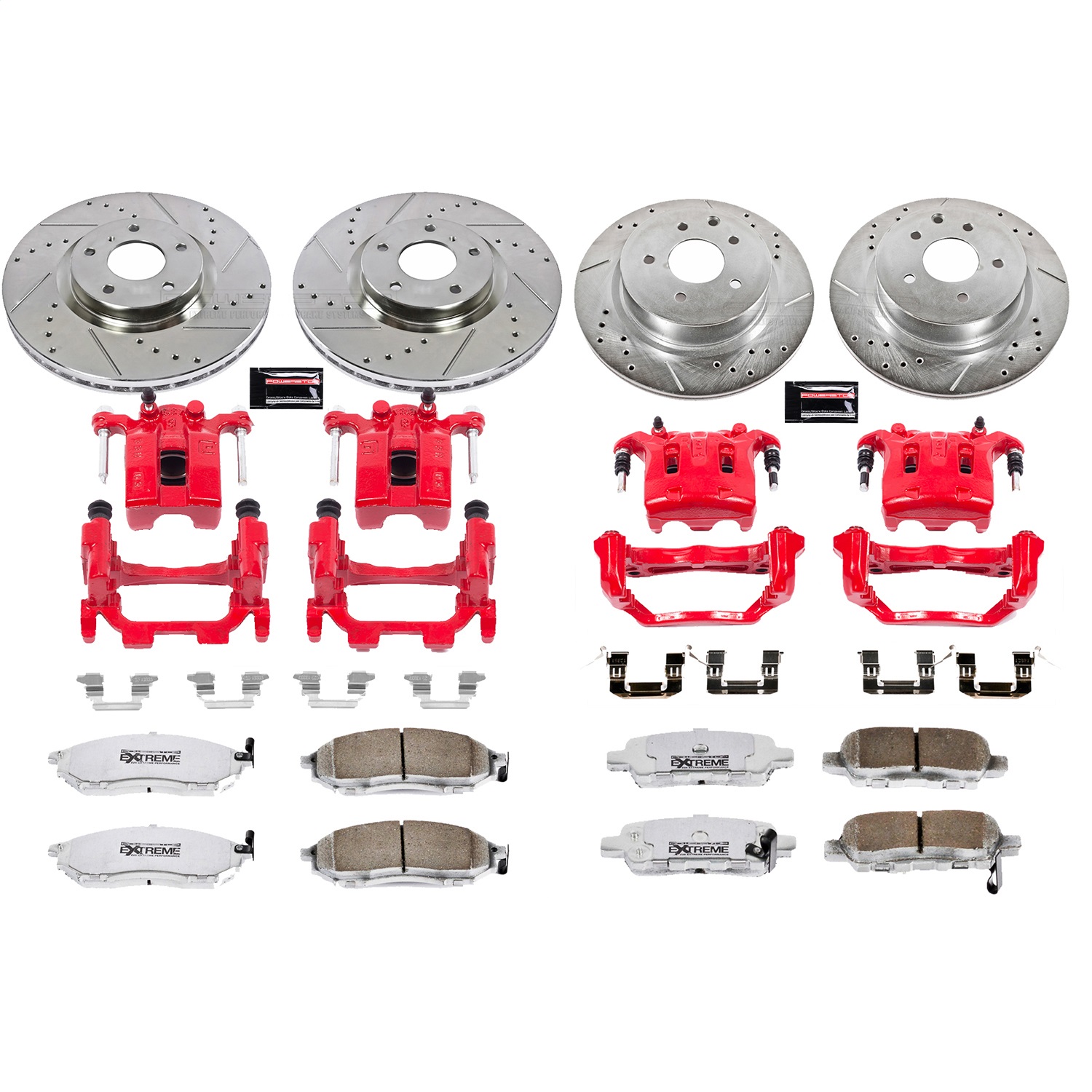 Power Stop - KC114B-26 - Front and Rear - Disc Brake Pad/Caliper and Rotor Kit