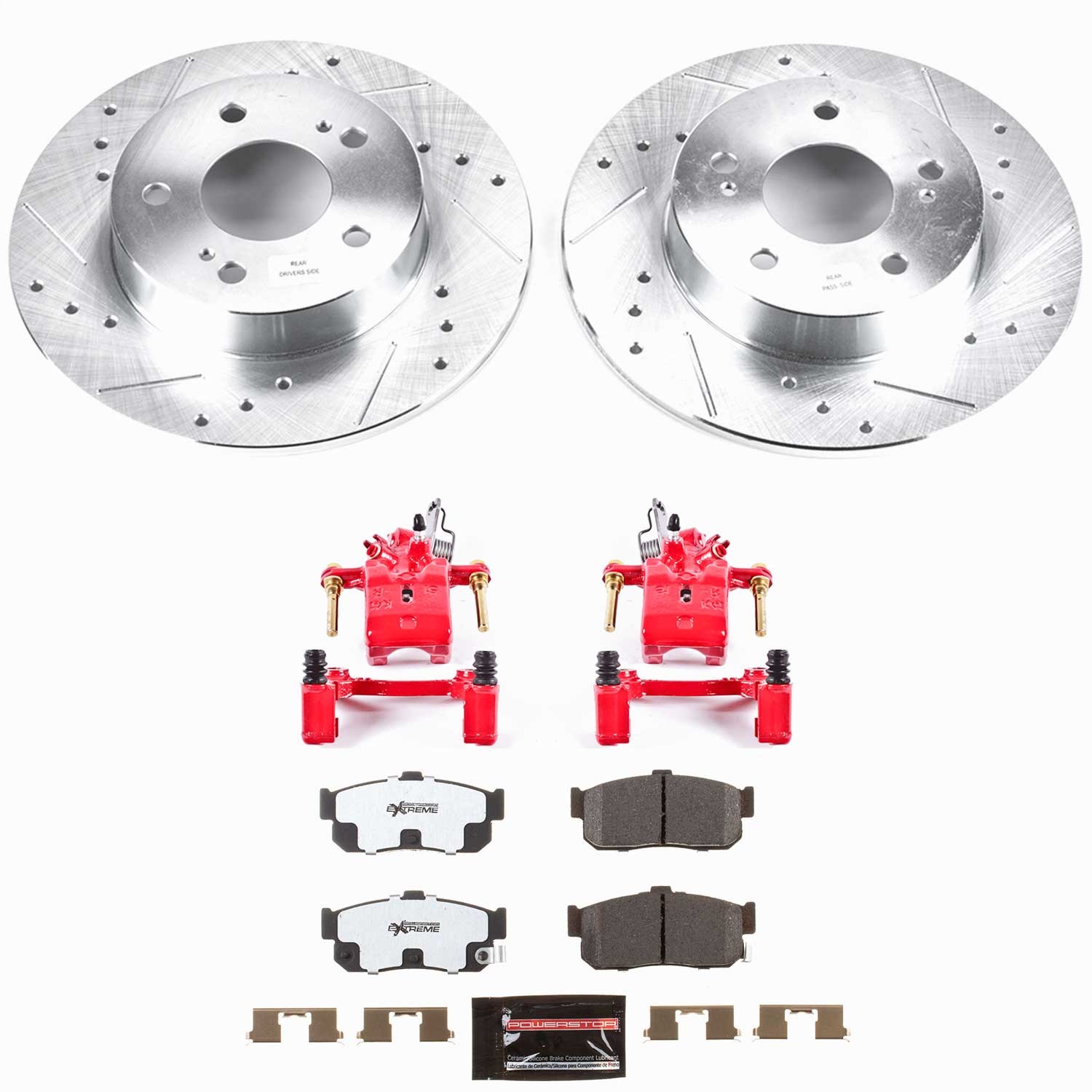 Power Stop - KC1168-26 - Rear - Disc Brake Pad/Caliper and Rotor Kit
