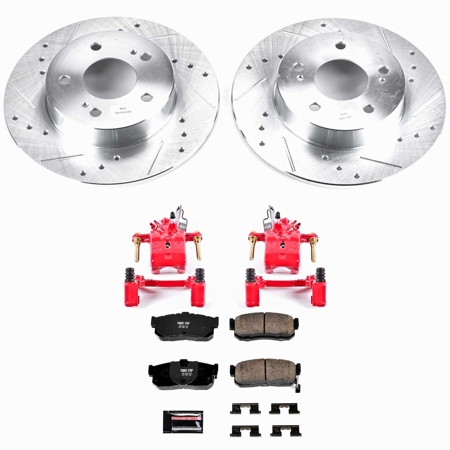 Power Stop - KC1168 - Rear - Disc Brake Pad/Caliper and Rotor Kit