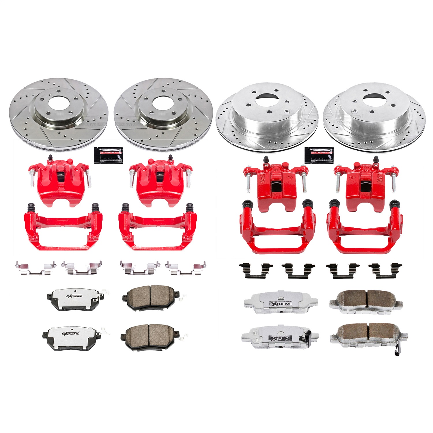 Power Stop - KC119-26 - Front and Rear - Disc Brake Pad/Caliper and Rotor Kit