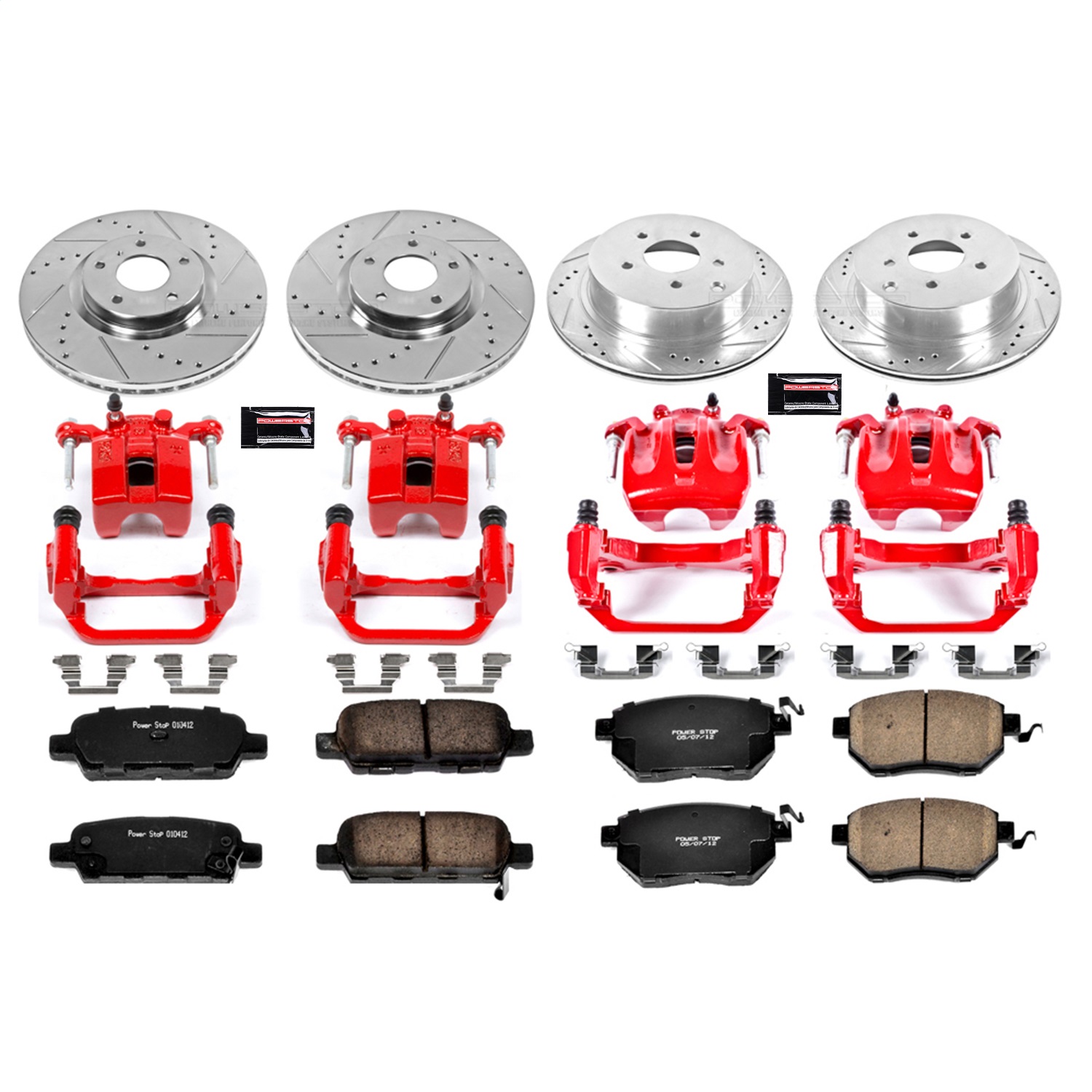 Power Stop - KC119 - Front and Rear - Disc Brake Pad/Caliper and Rotor Kit