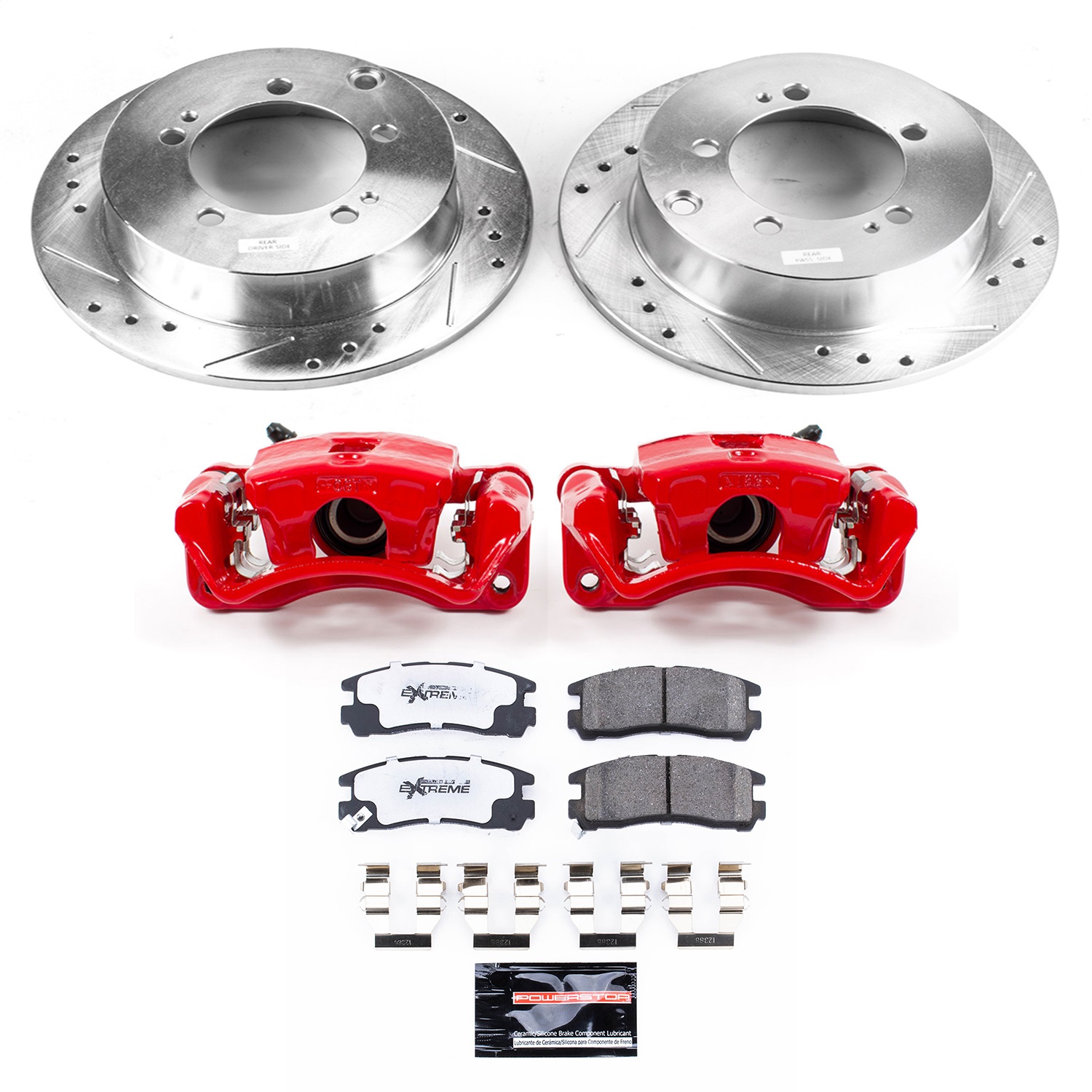 Power Stop - KC1203-26 - Rear - Disc Brake Pad/Caliper and Rotor Kit