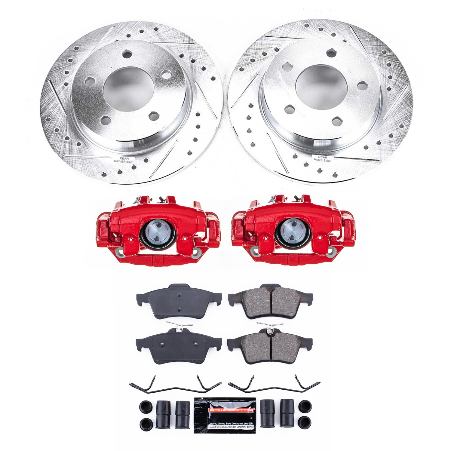 Power Stop - KC123 - Rear - Disc Brake Pad/Caliper and Rotor Kit
