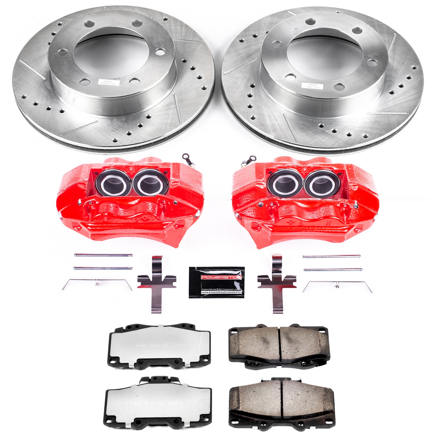 Power Stop - KC1233-36 - Front - Disc Brake Pad/Caliper and Rotor Kit