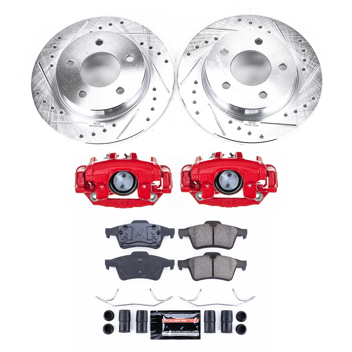 Power Stop - KC124 - Rear - Disc Brake Pad/Caliper and Rotor Kit