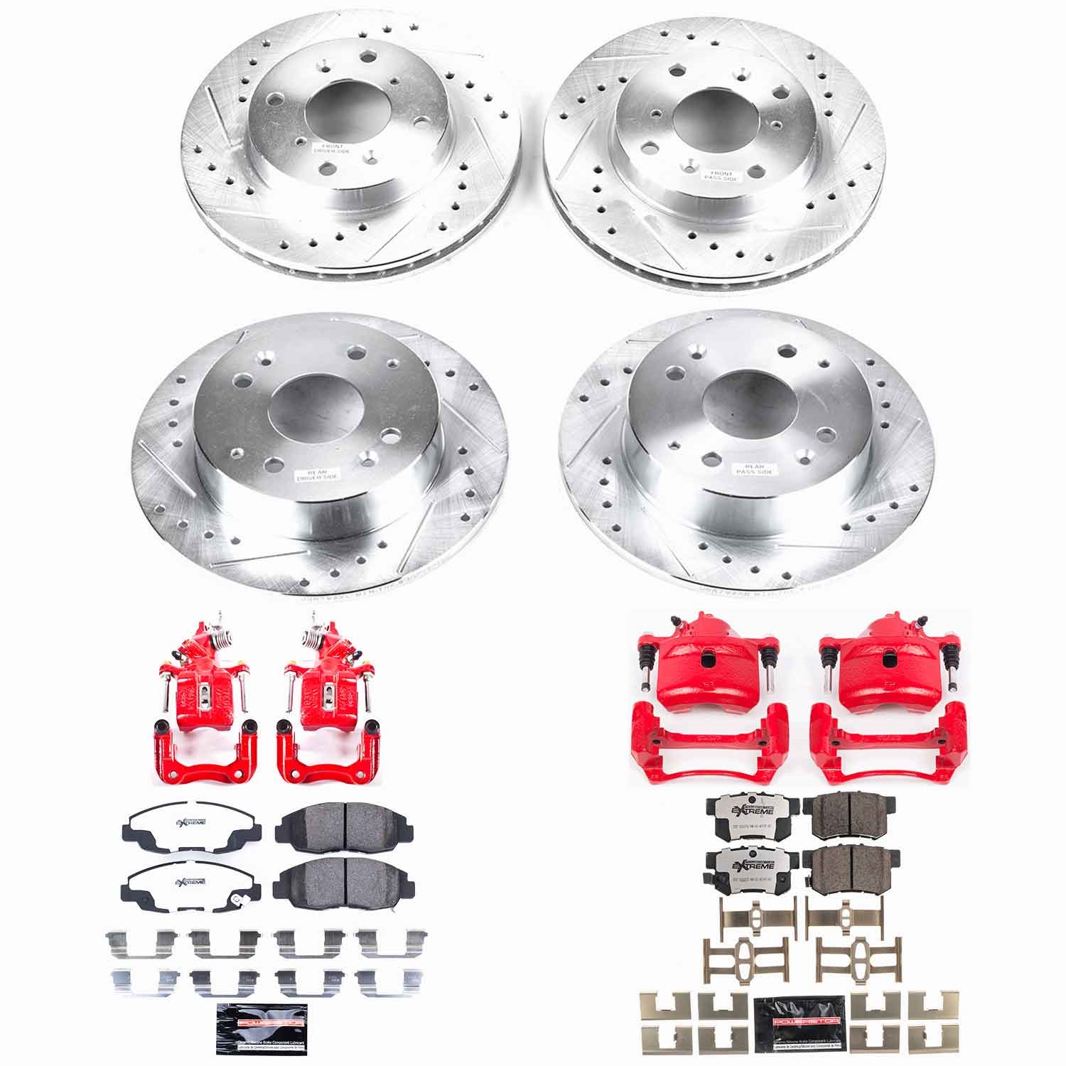 Power Stop - KC1240A-26 - Front and Rear - Disc Brake Pad/Caliper and Rotor Kit