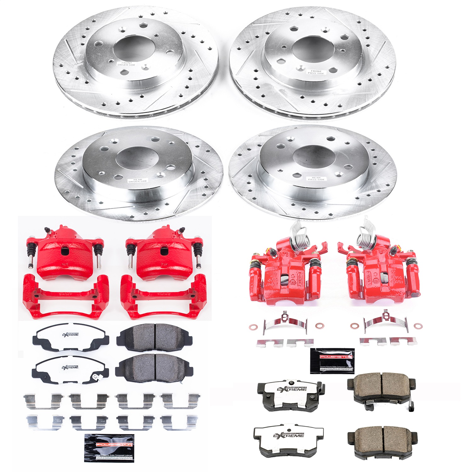 Power Stop - KC1240B-26 - Front and Rear - Disc Brake Pad/Caliper and Rotor Kit
