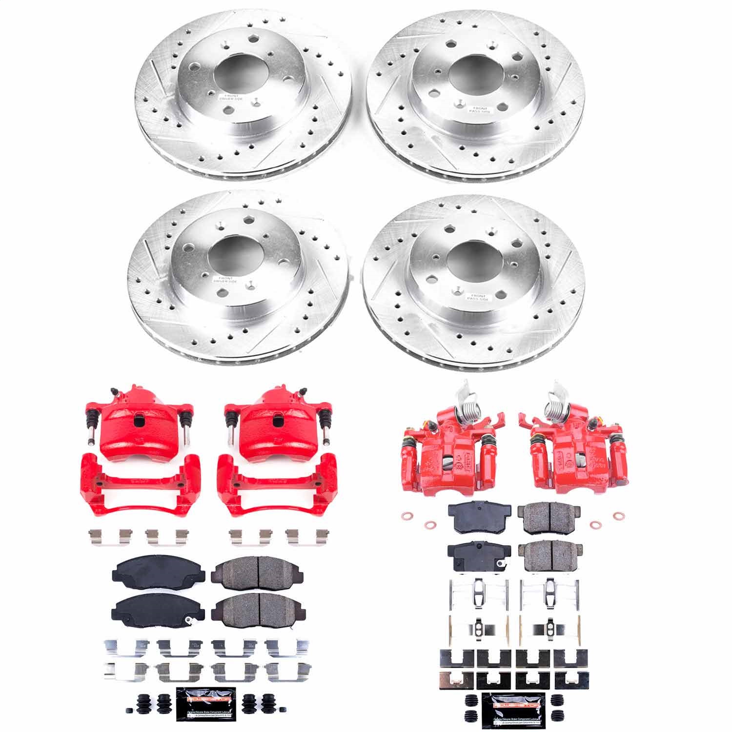 Power Stop - KC1240B - Front and Rear - Disc Brake Pad/Caliper and Rotor Kit