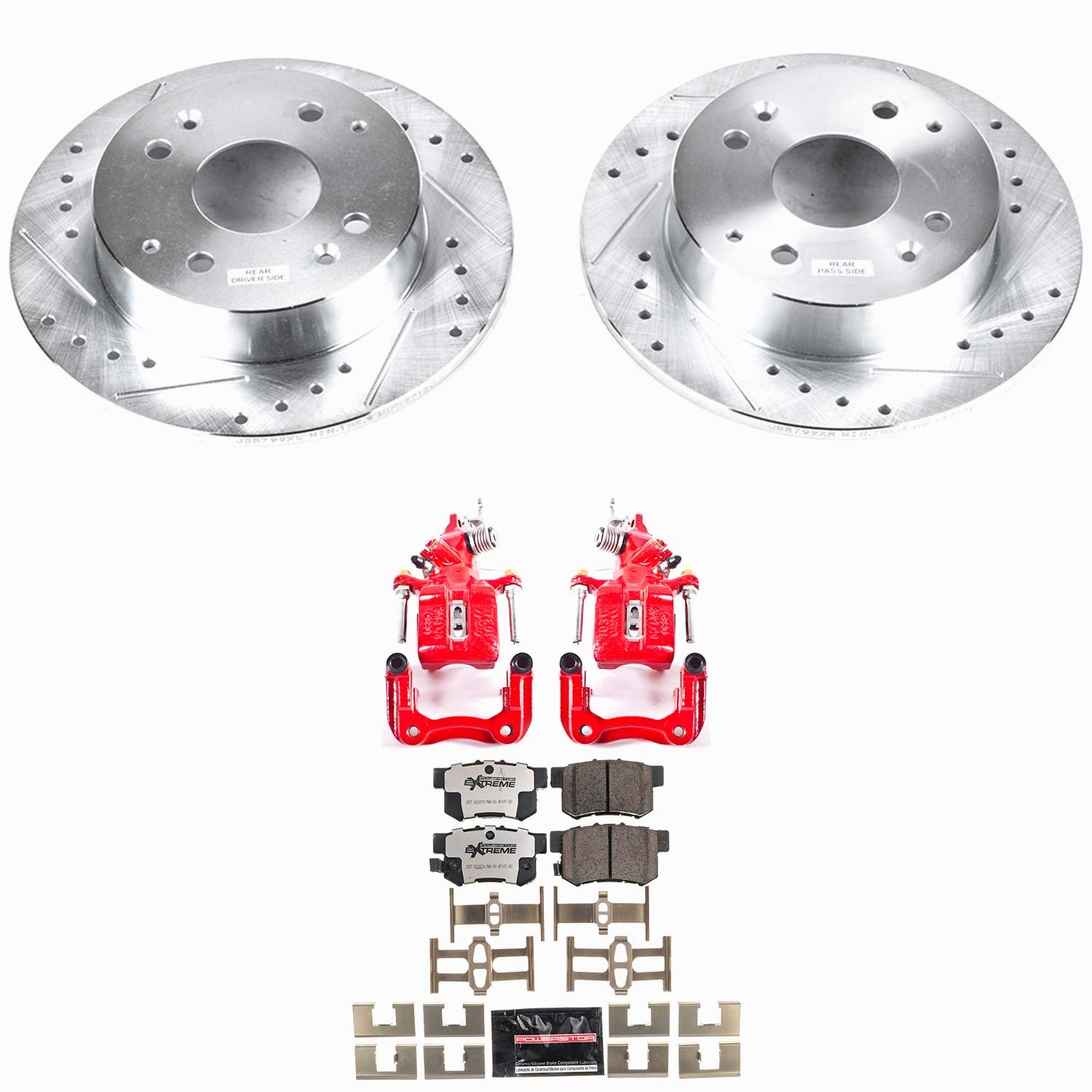 Power Stop - KC1244-26 - Rear - Disc Brake Pad/Caliper and Rotor Kit