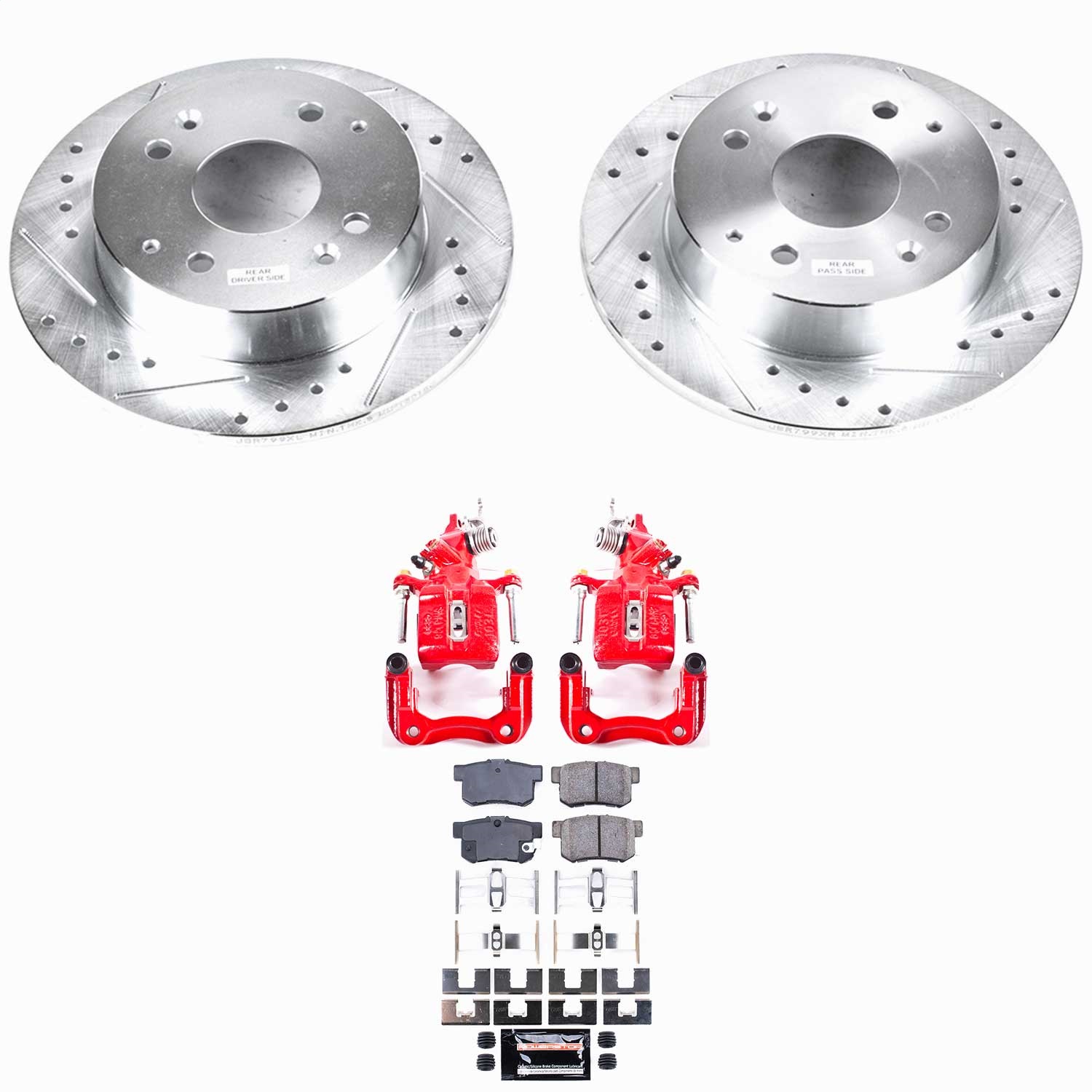 Power Stop - KC1244 - Rear - Disc Brake Pad/Caliper and Rotor Kit