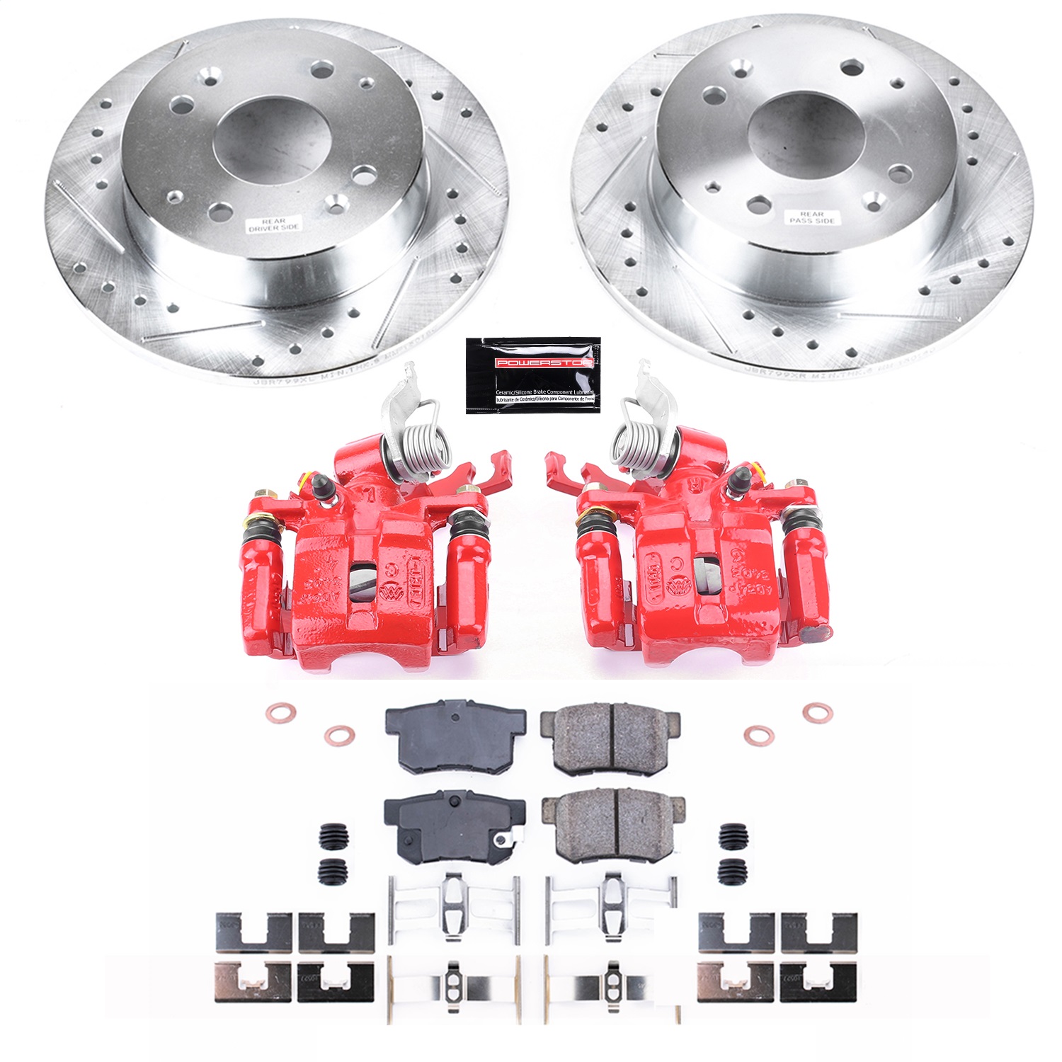 Power Stop - KC1244B - Rear - Disc Brake Pad/Caliper and Rotor Kit
