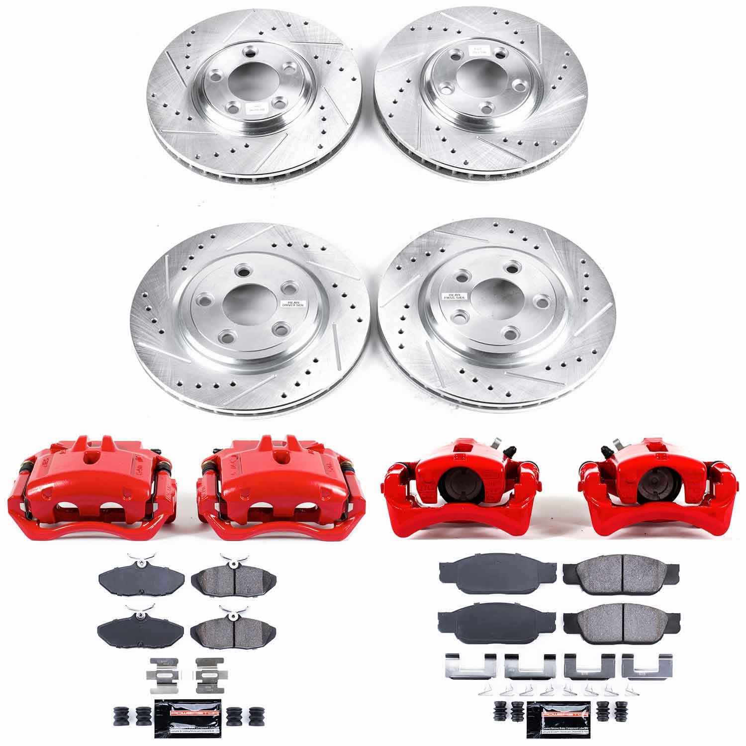 Power Stop - KC1352 - Front and Rear - Disc Brake Pad/Caliper and Rotor Kit