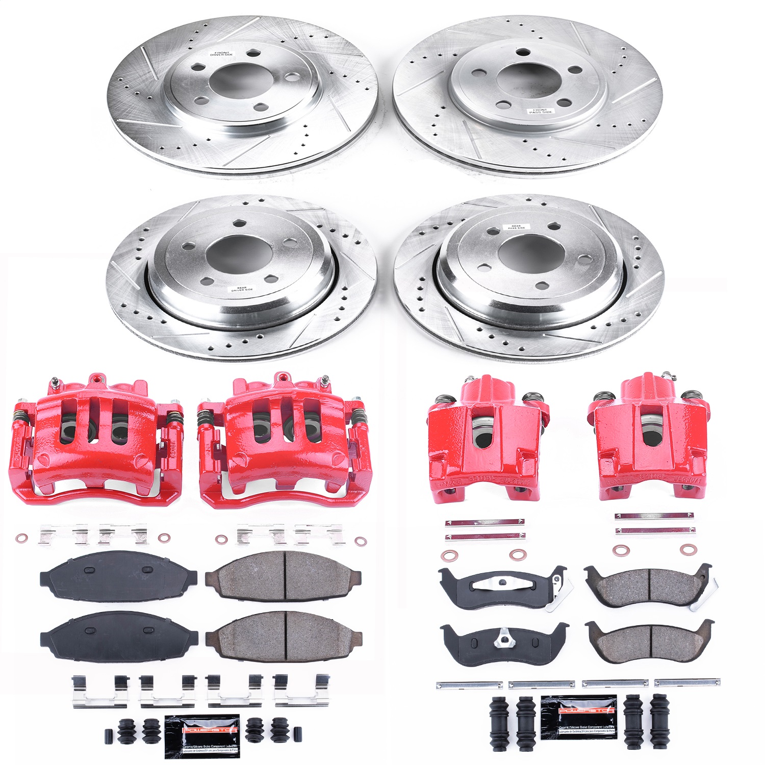 Power Stop - KC1365 - Front and Rear - Disc Brake Pad/Caliper and Rotor Kit
