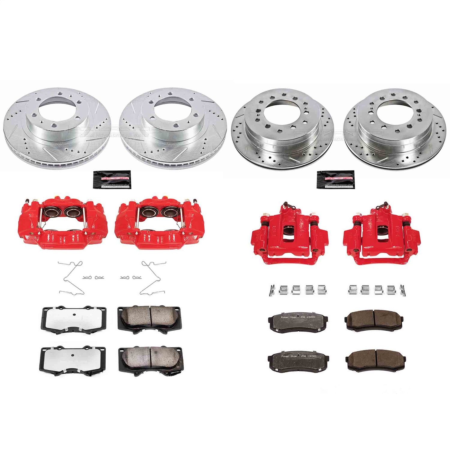 Power Stop - KC138-36 - Front and Rear - Disc Brake Pad/Caliper and Rotor Kit