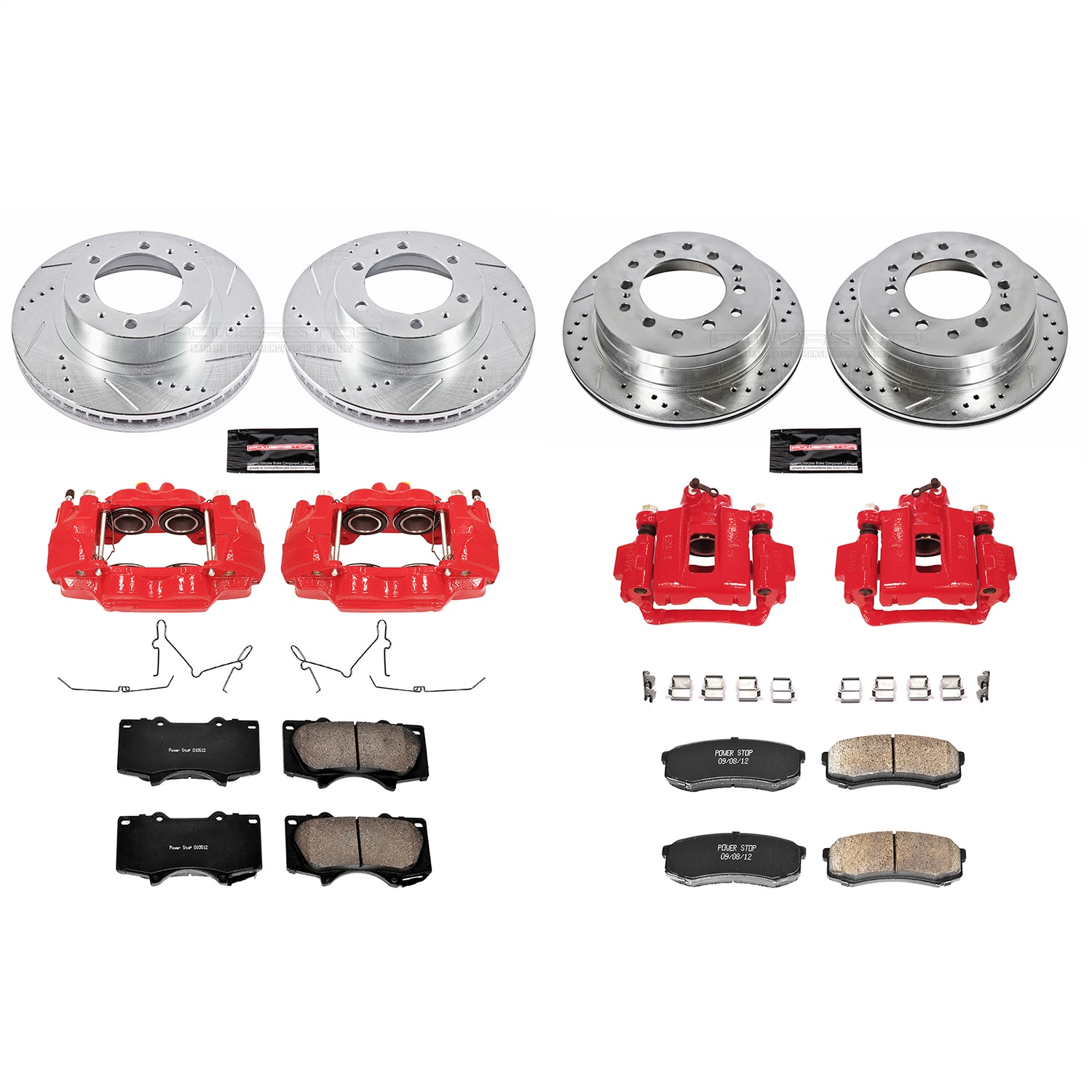 Power Stop - KC138 - Front and Rear - Disc Brake Pad/Caliper and Rotor Kit
