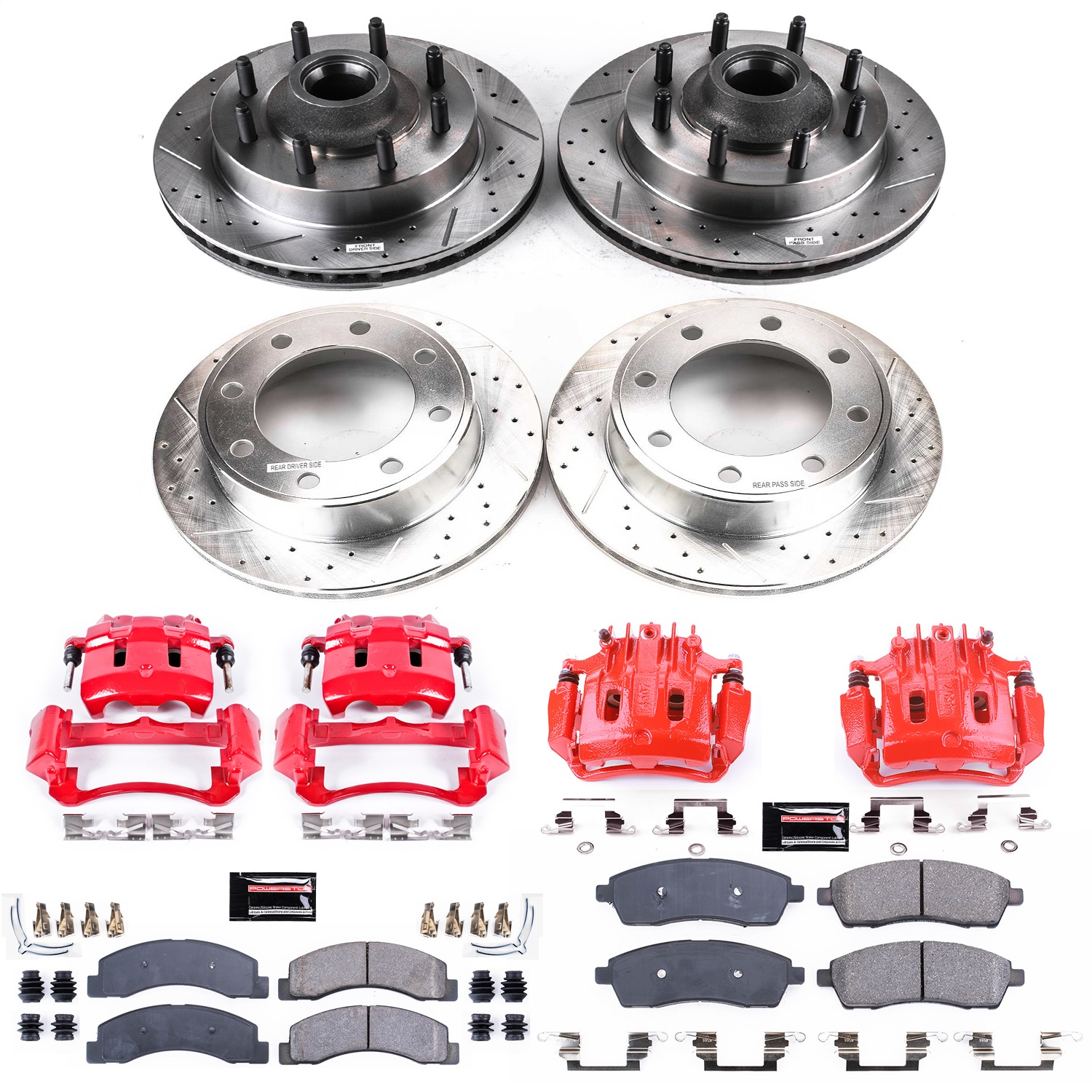 Power Stop - KC1393 - Front and Rear - Disc Brake Pad/Caliper and Rotor Kit