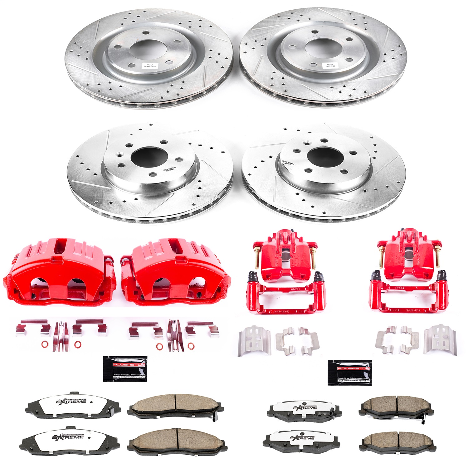 Power Stop - KC1418B-26 - Front and Rear - Disc Brake Pad/Caliper and Rotor Kit
