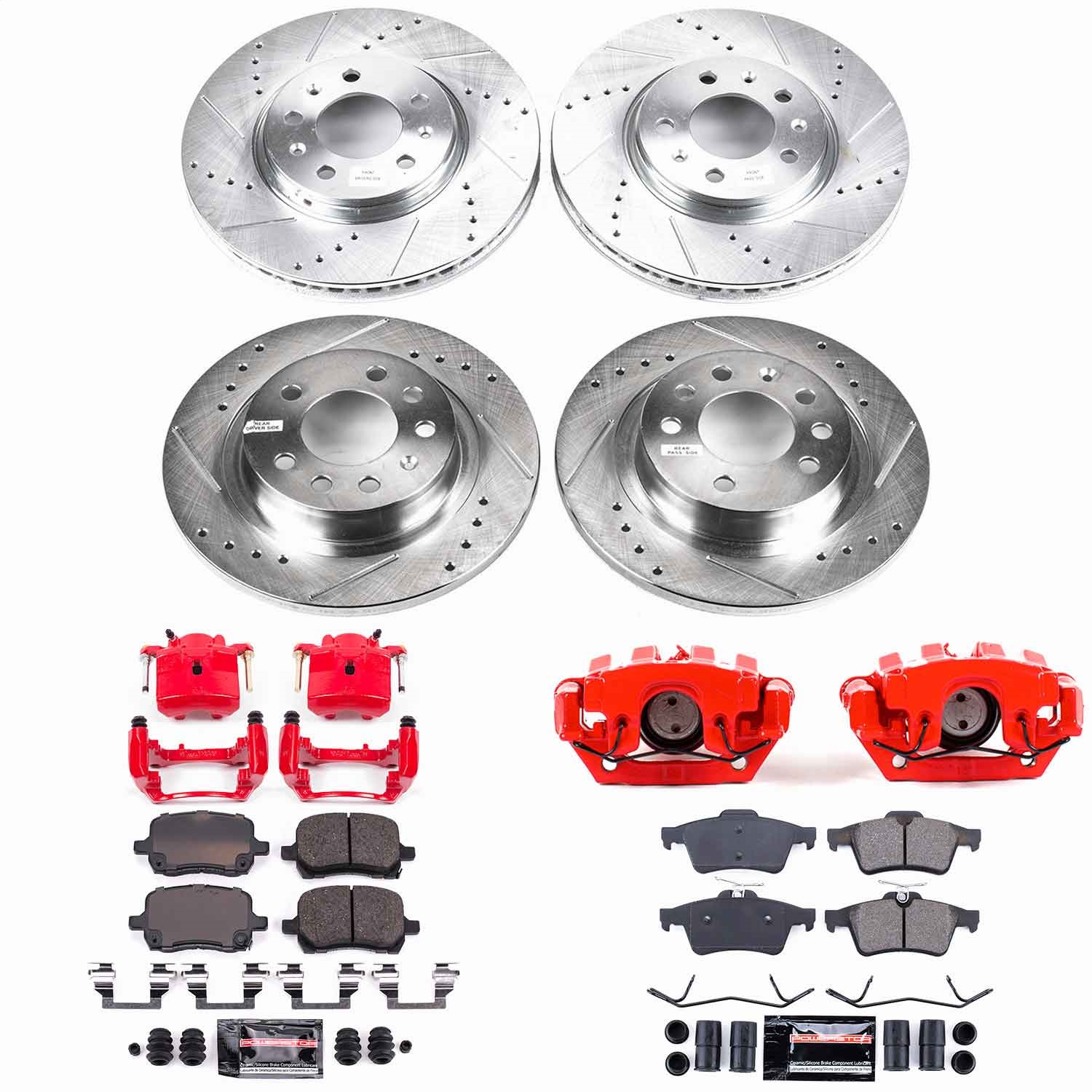 Power Stop - KC1434 - Front and Rear - Disc Brake Pad/Caliper and Rotor Kit