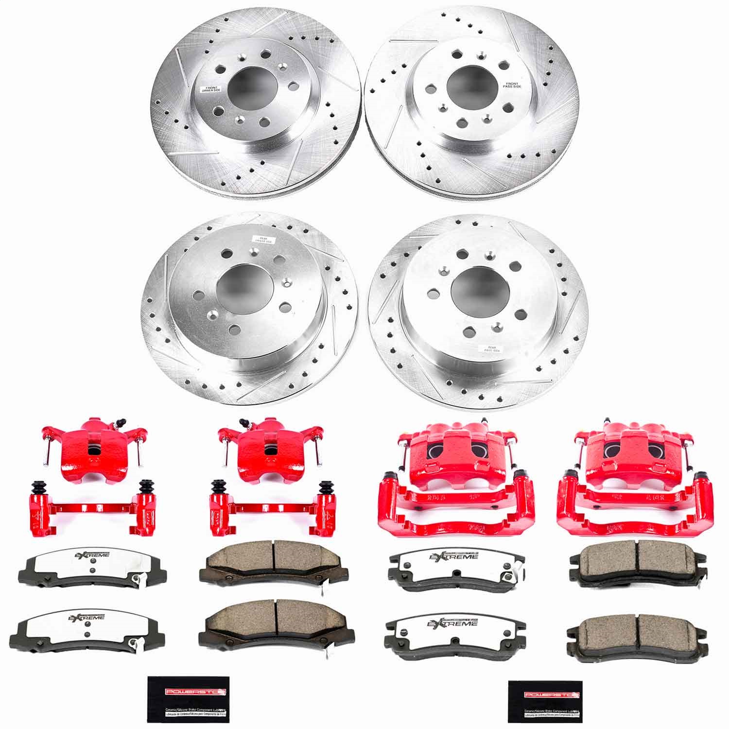 Power Stop - KC1438-26 - Front and Rear - Disc Brake Pad/Caliper and Rotor Kit
