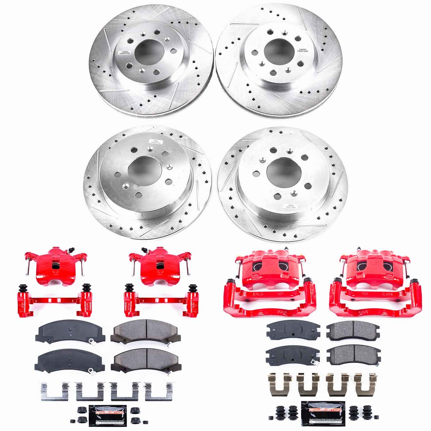 Power Stop - KC1438 - Front and Rear - Disc Brake Pad/Caliper and Rotor Kit