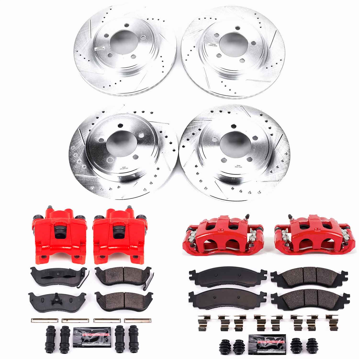 Power Stop - KC1443 - Front and Rear - Disc Brake Pad/Caliper and Rotor Kit