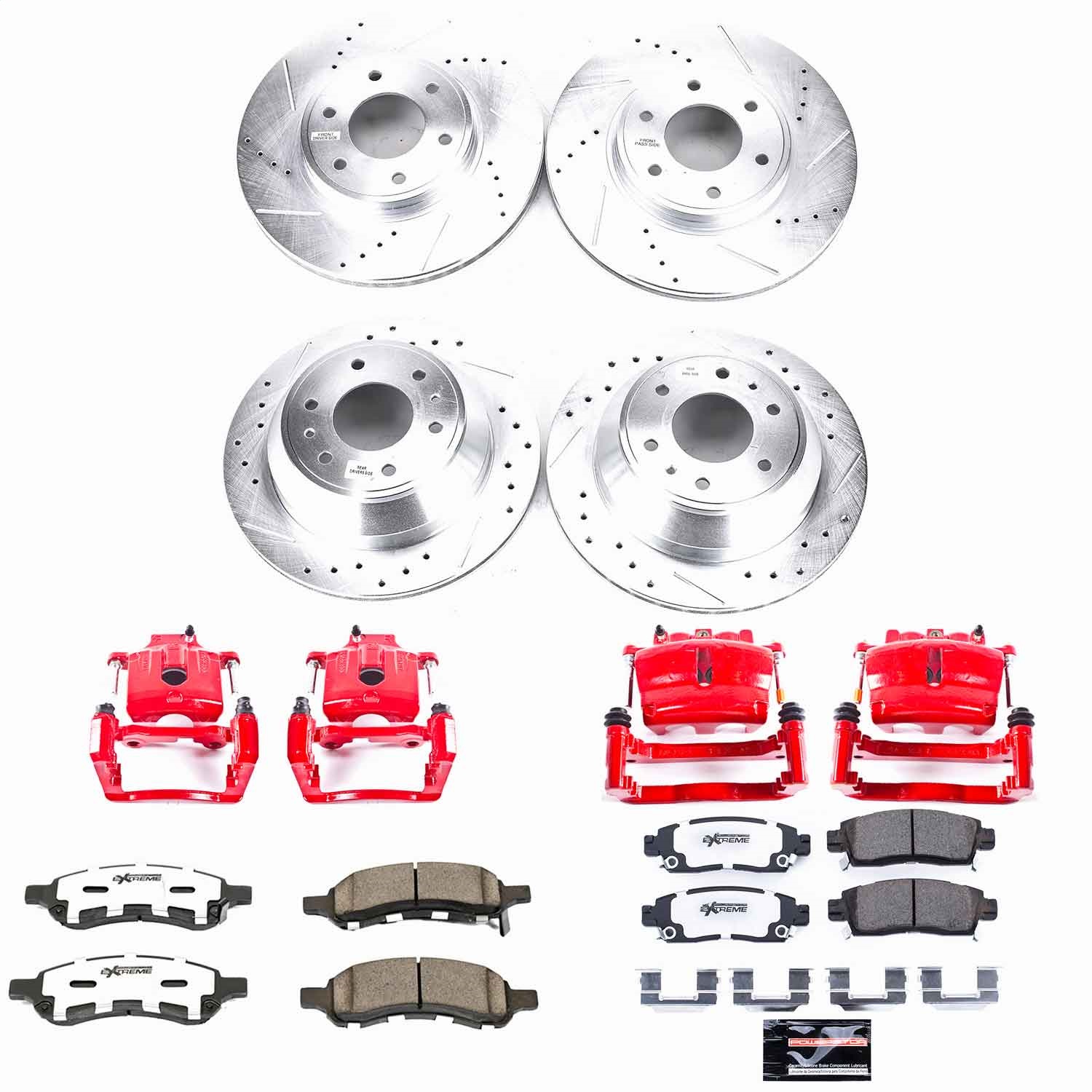 Power Stop - KC1454-26 - Front and Rear - Disc Brake Pad/Caliper and Rotor Kit