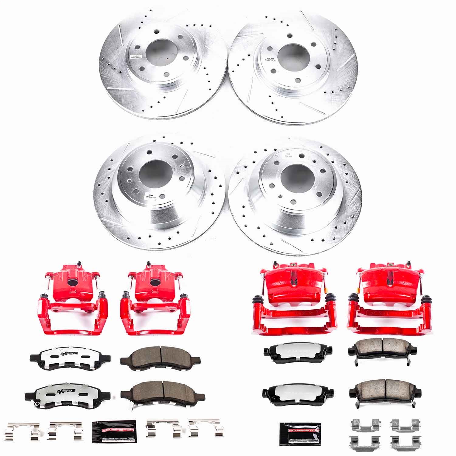 Power Stop - KC1454-36 - Front and Rear - Disc Brake Pad/Caliper and Rotor Kit