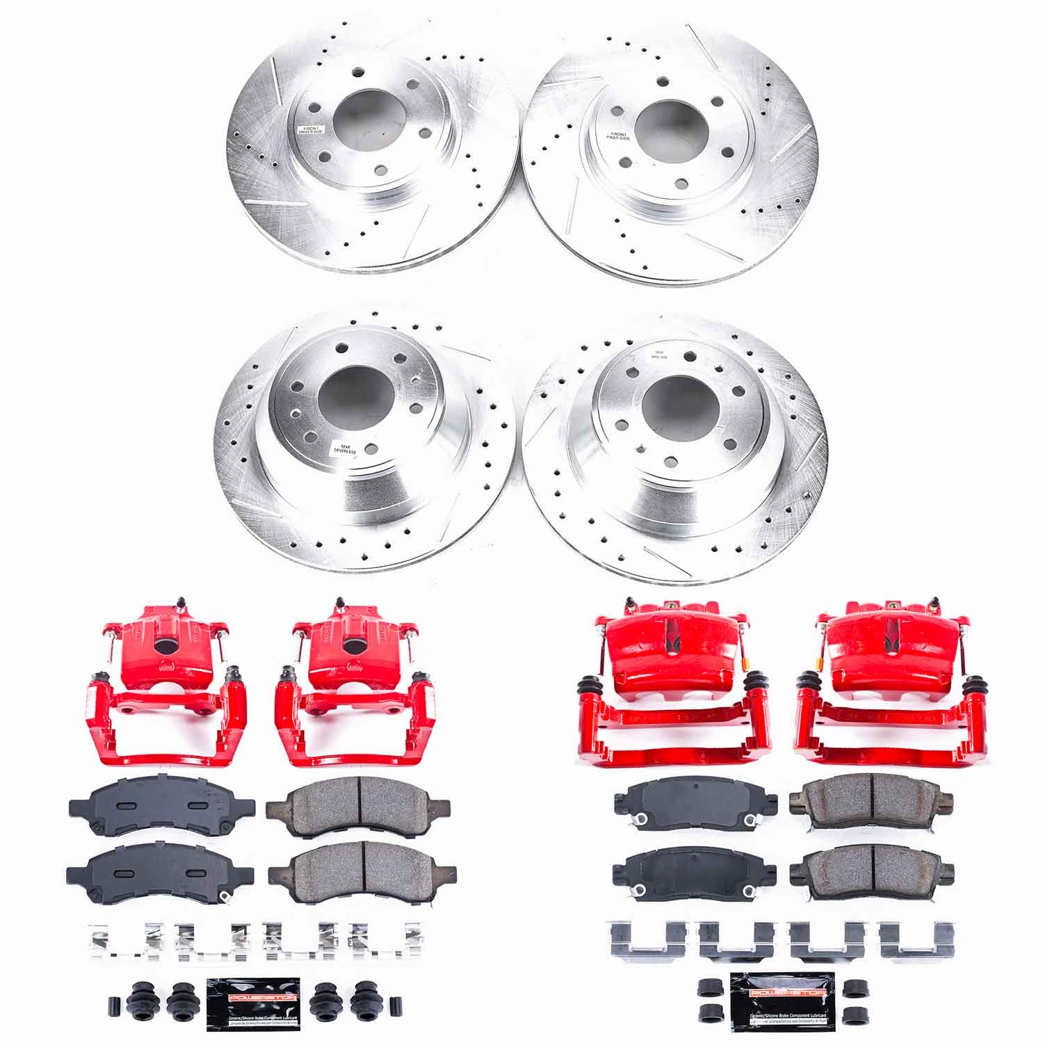 Power Stop - KC1454 - Front and Rear - Disc Brake Pad/Caliper and Rotor Kit