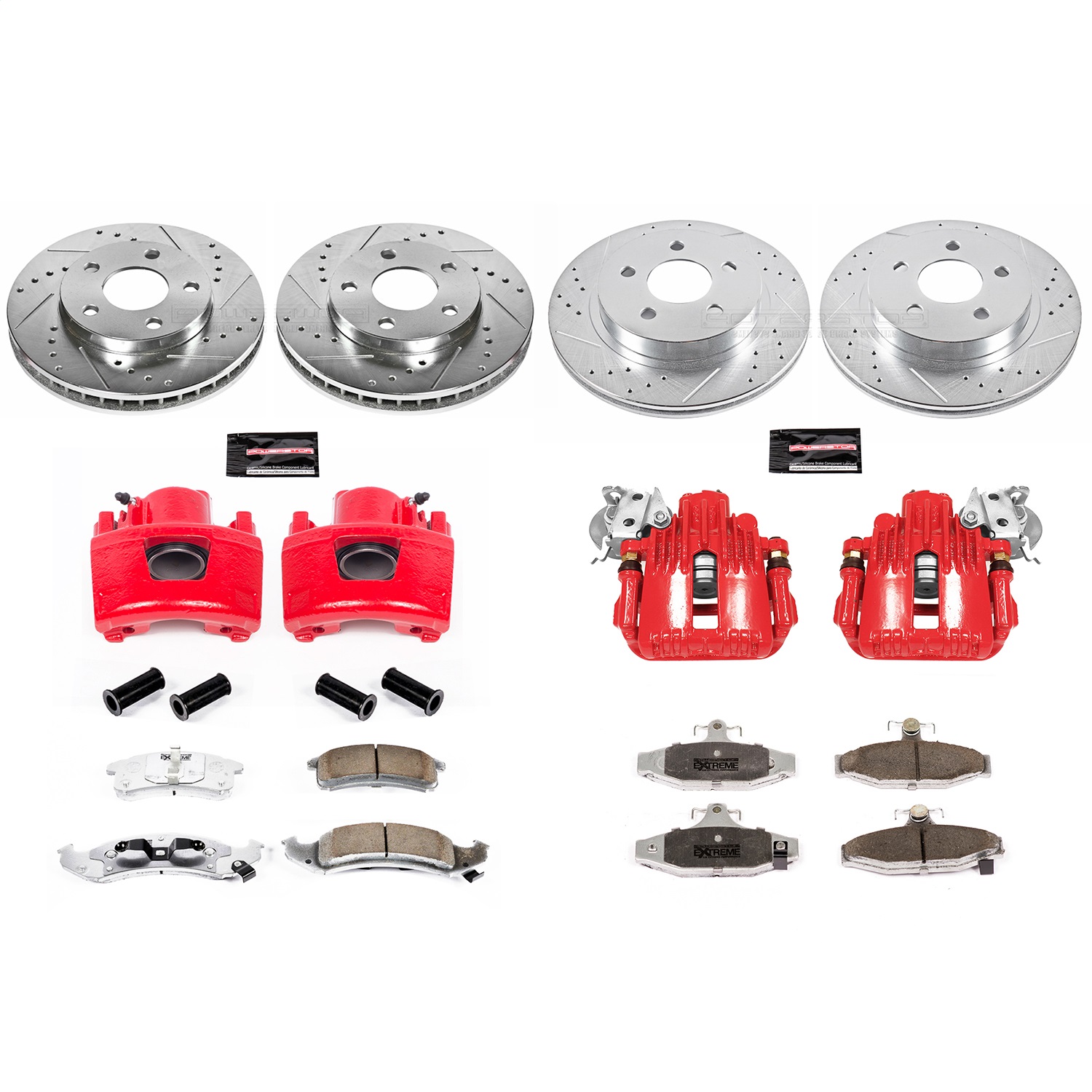 Power Stop - KC1535-26 - Front and Rear - Disc Brake Pad/Caliper and Rotor Kit
