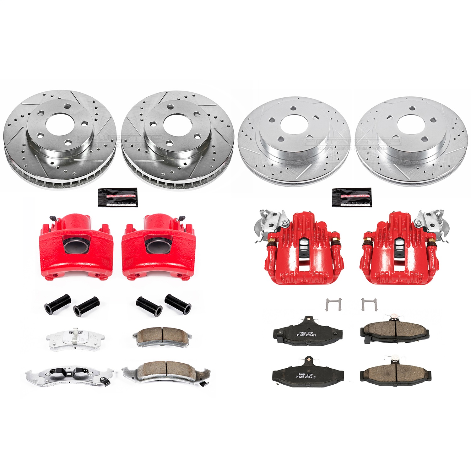 Power Stop - KC1535 - Front and Rear - Disc Brake Pad/Caliper and Rotor Kit