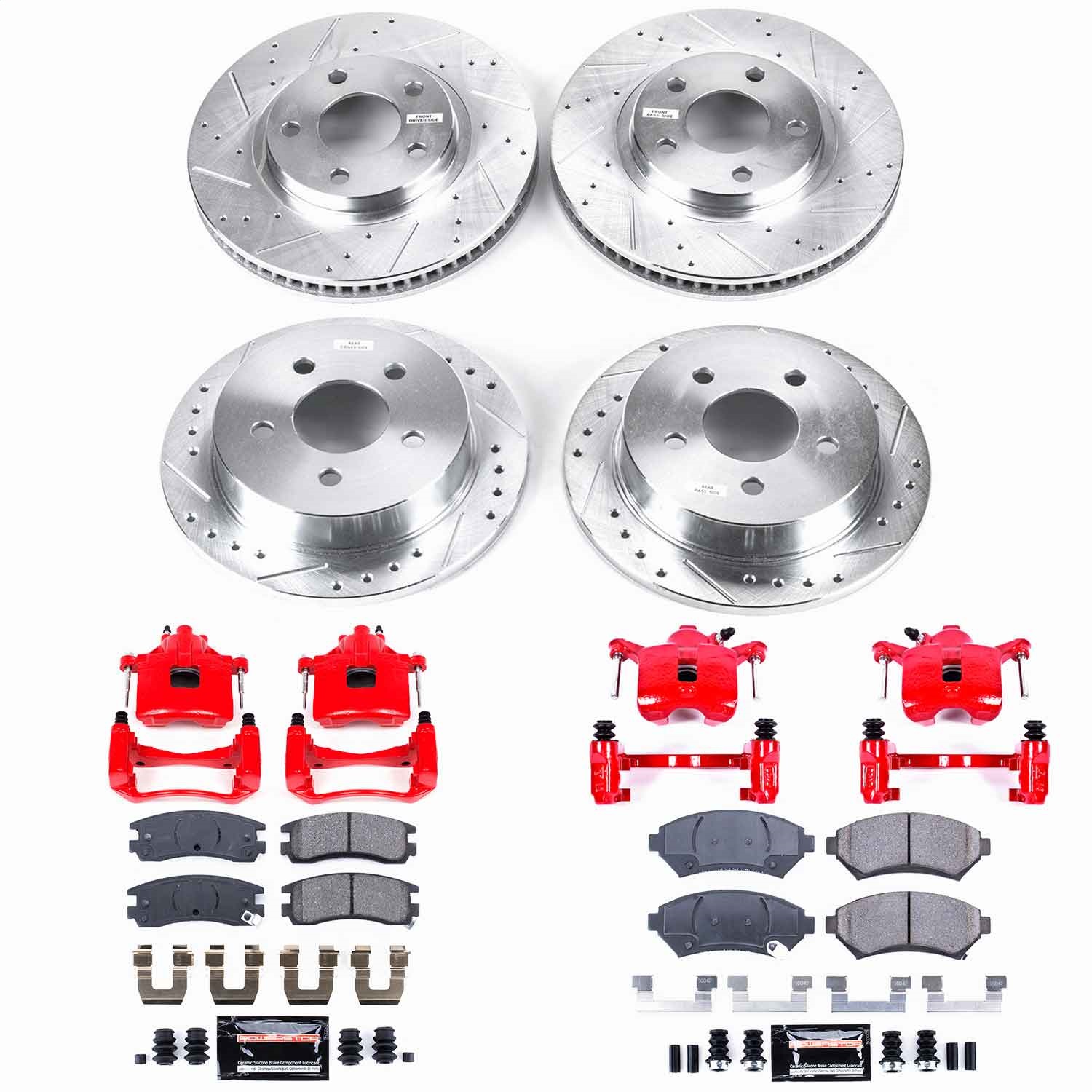 Power Stop - KC1544 - Front and Rear - Disc Brake Pad/Caliper and Rotor Kit