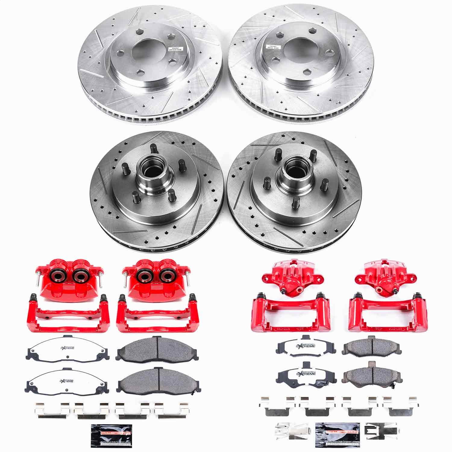 Power Stop - KC1548-26 - Front and Rear - Disc Brake Pad/Caliper and Rotor Kit