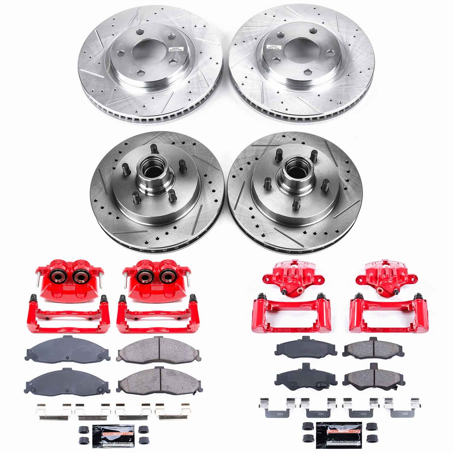 Power Stop - KC1548 - Front and Rear - Disc Brake Pad/Caliper and Rotor Kit