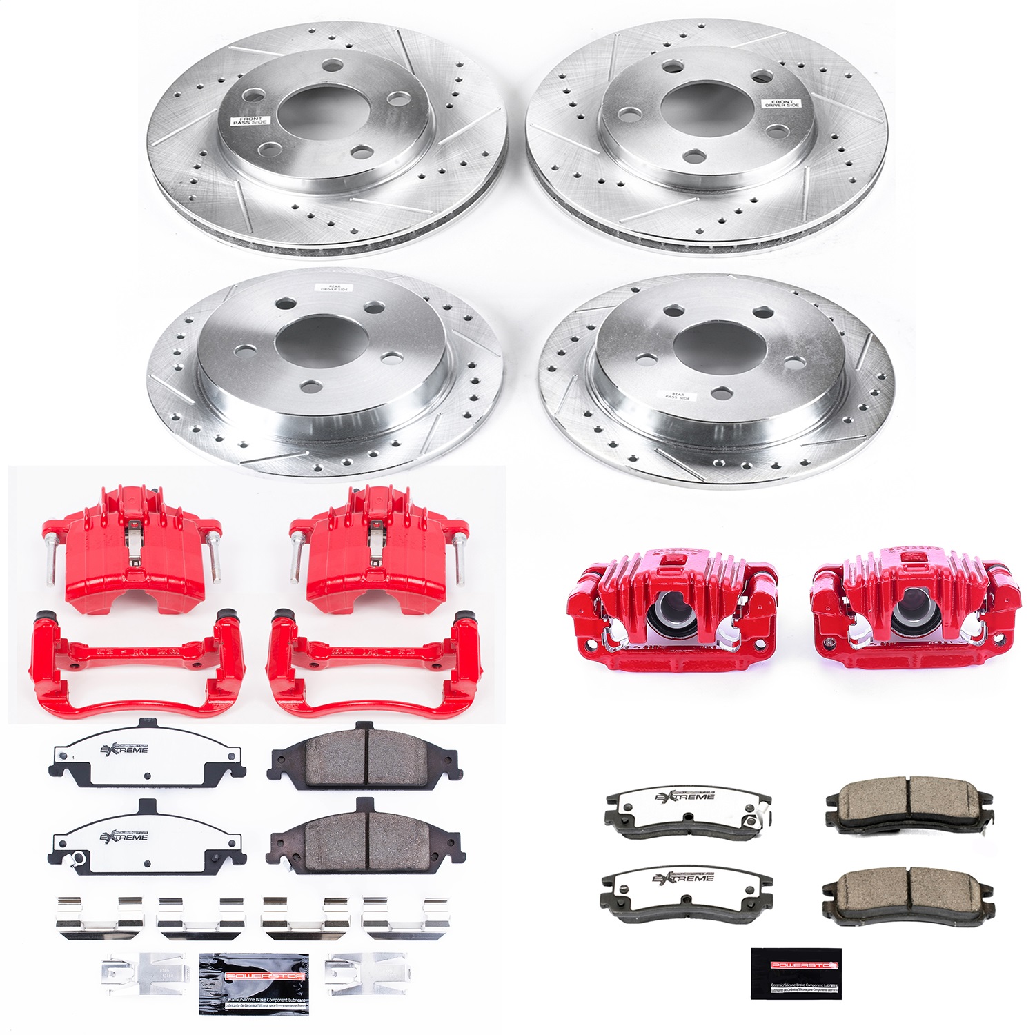 Power Stop - KC1552-26 - Front and Rear - Disc Brake Pad/Caliper and Rotor Kit