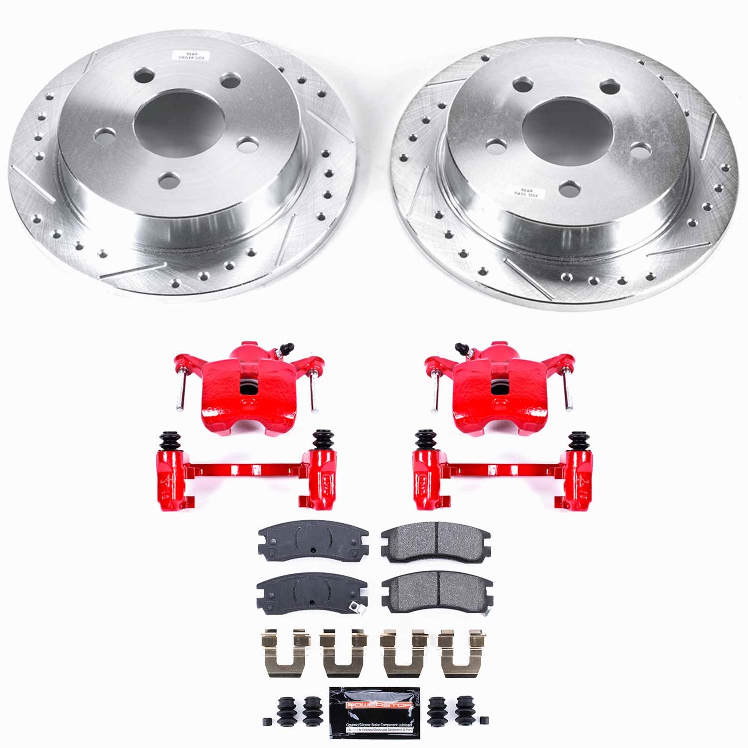 Power Stop - KC1558 - Rear - Disc Brake Pad/Caliper and Rotor Kit