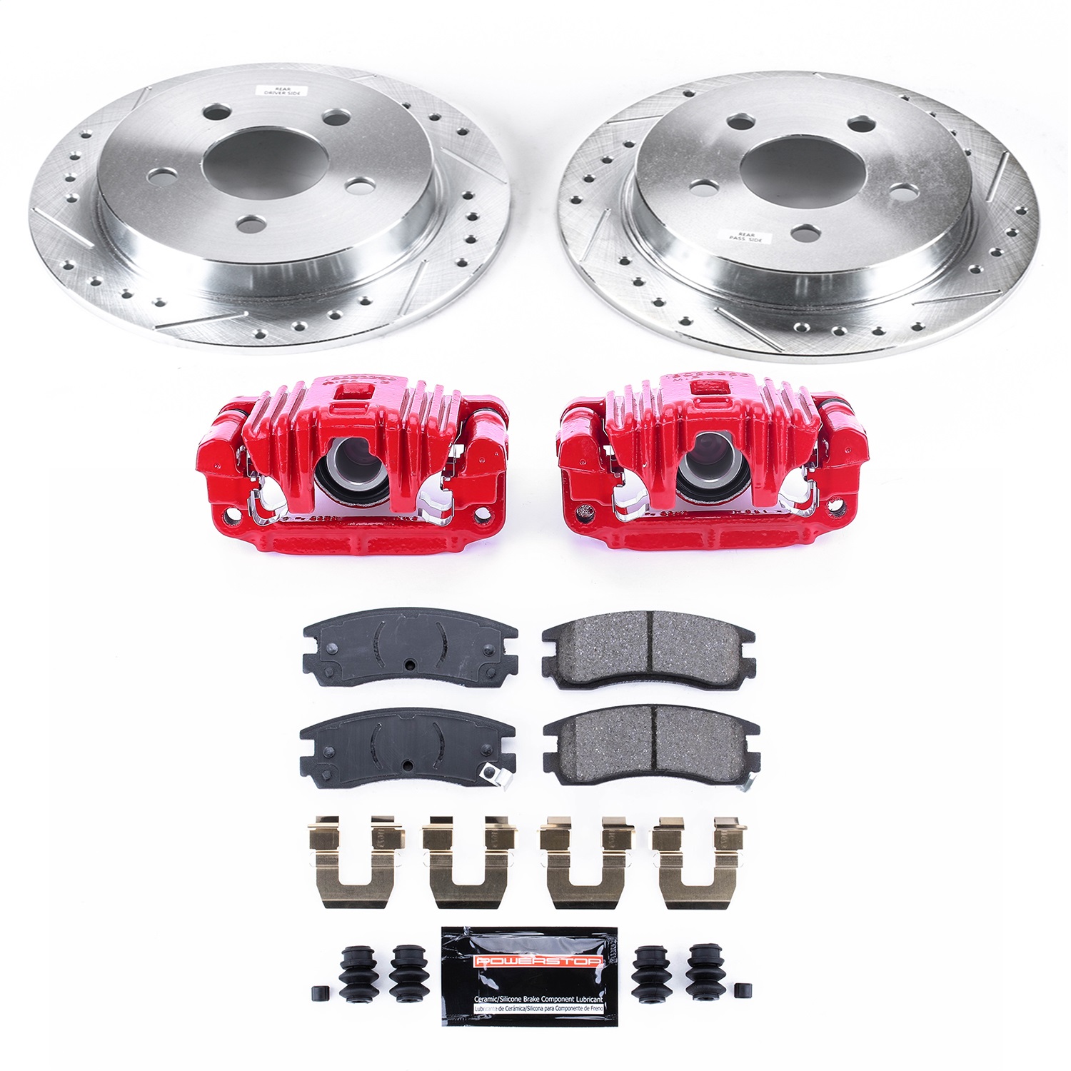 Power Stop - KC1558A - Rear - Disc Brake Pad/Caliper and Rotor Kit