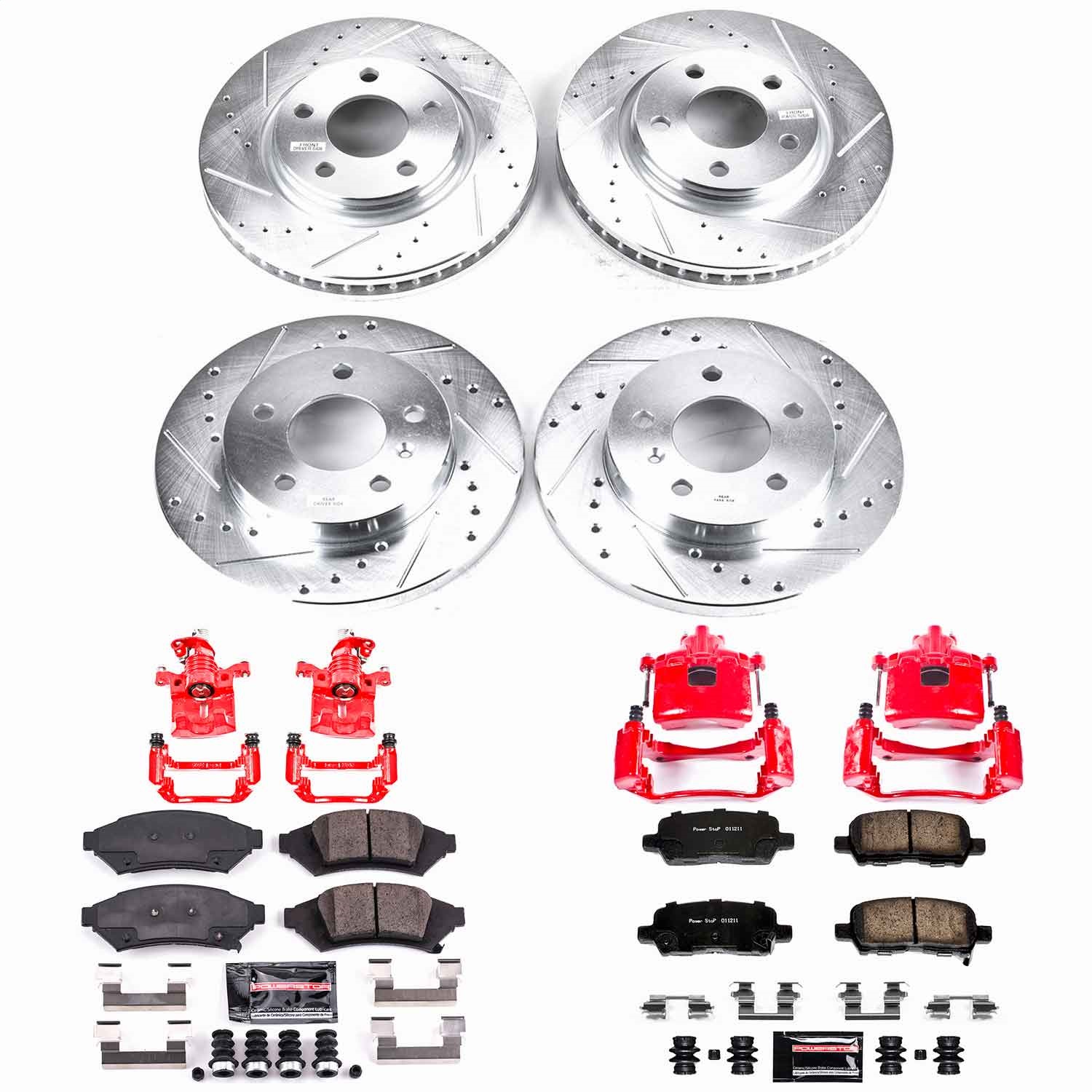Power Stop - KC1587 - Front and Rear - Disc Brake Pad/Caliper and Rotor Kit