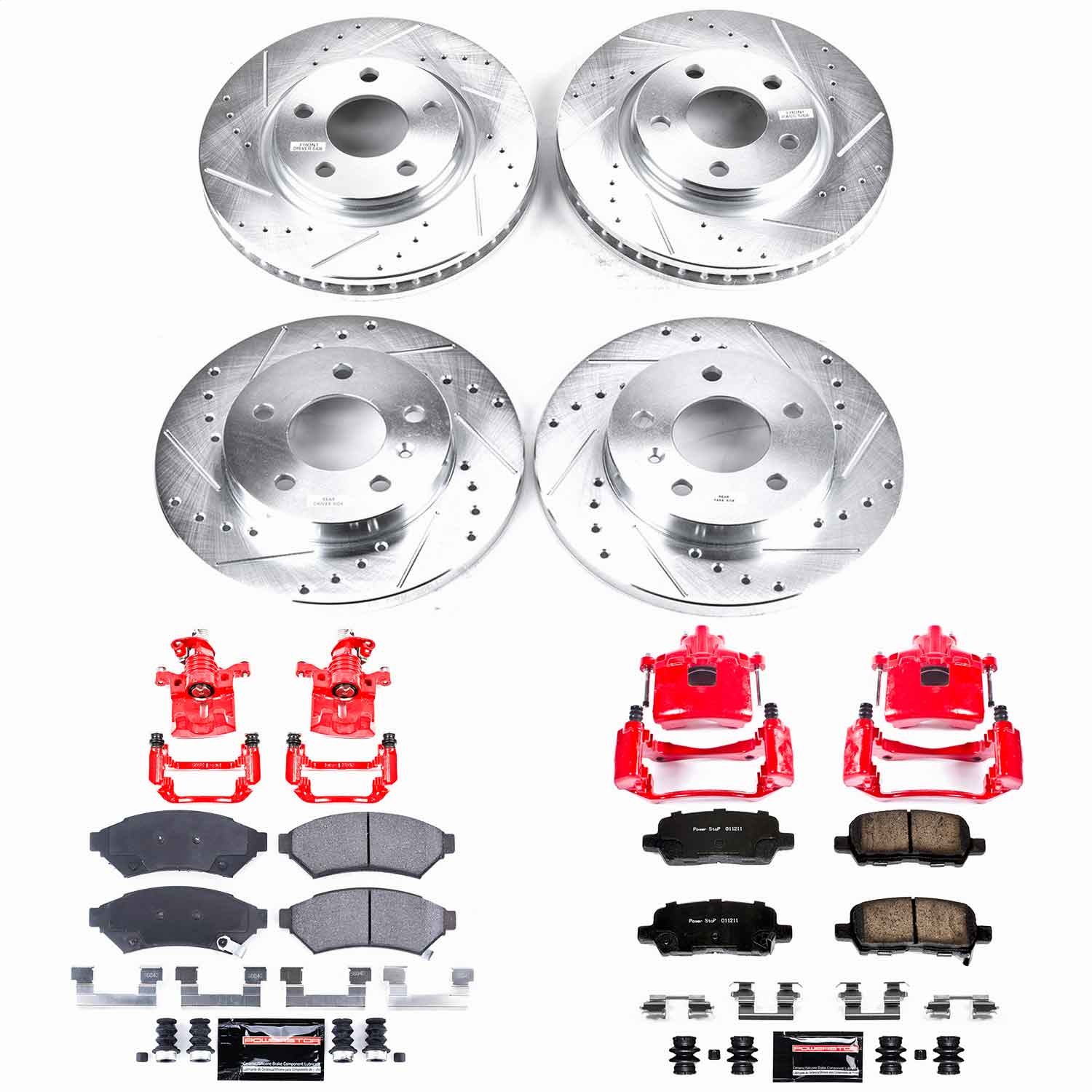 Power Stop - KC1589 - Front and Rear - Disc Brake Pad/Caliper and Rotor Kit