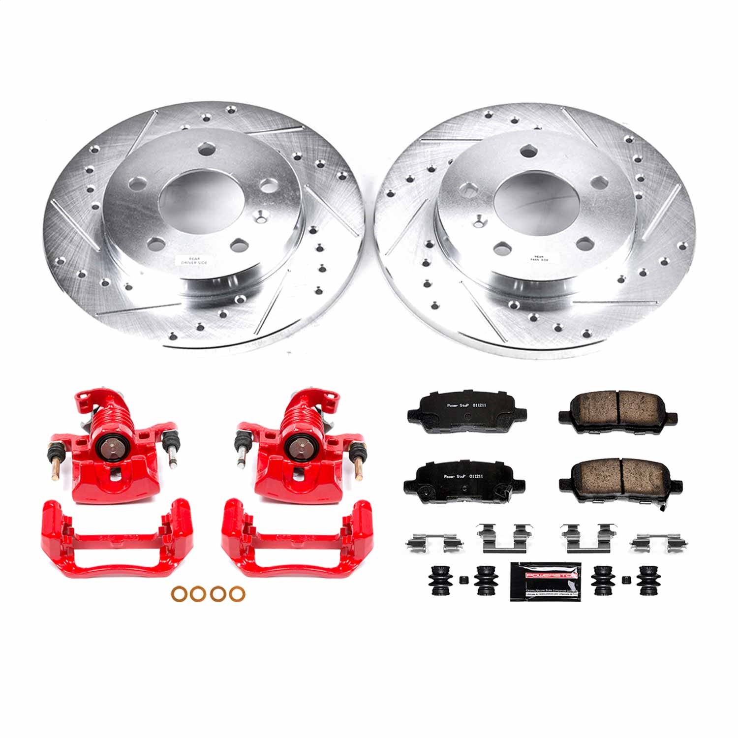 Power Stop - KC1602 - Rear - Disc Brake Pad/Caliper and Rotor Kit