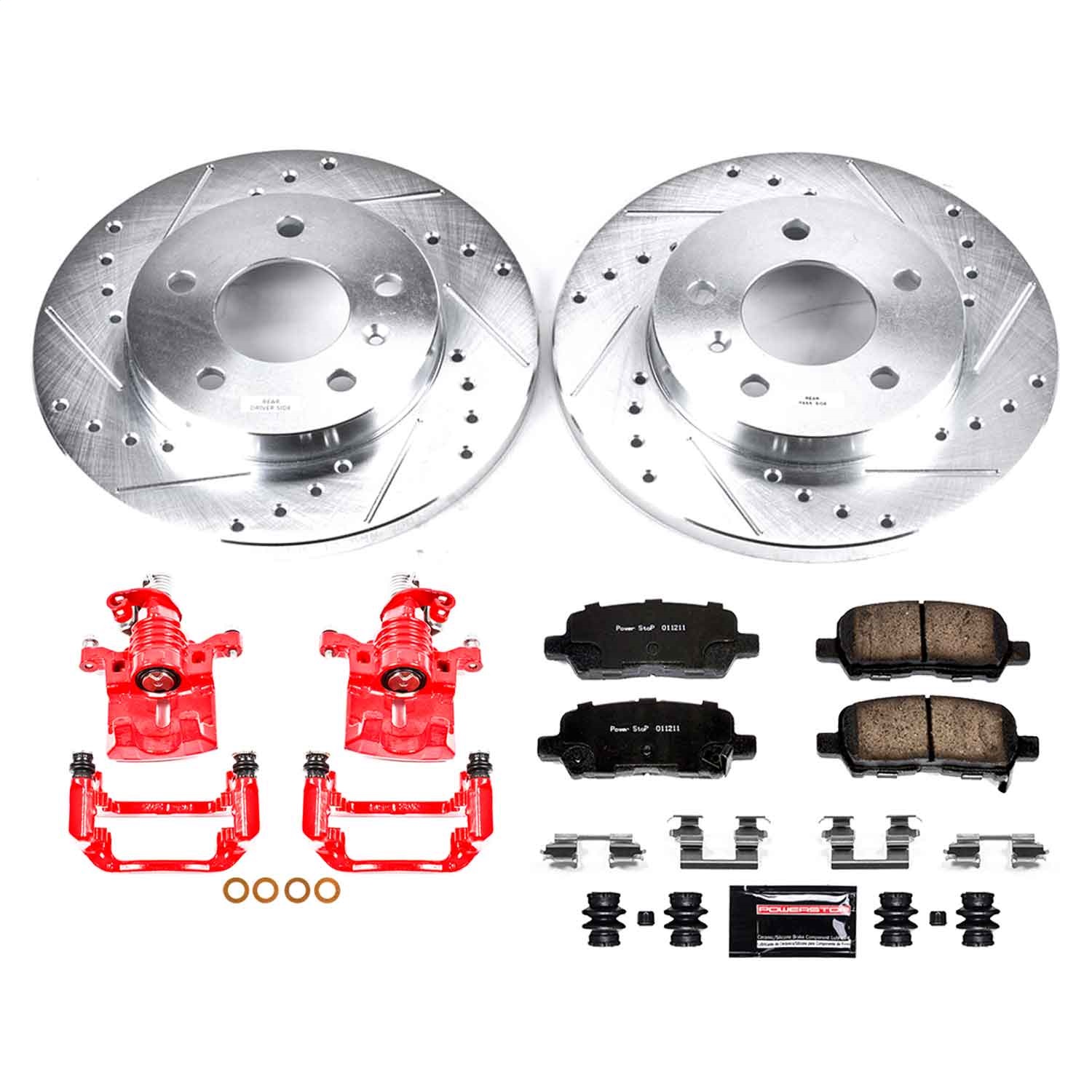 Power Stop - KC1602A - Rear - Disc Brake Pad/Caliper and Rotor Kit