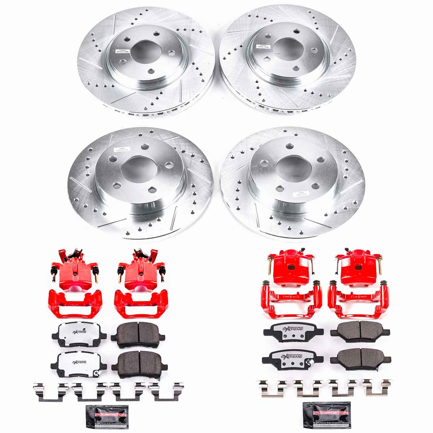 Power Stop - KC1612-26 - Front and Rear - Disc Brake Pad/Caliper and Rotor Kit