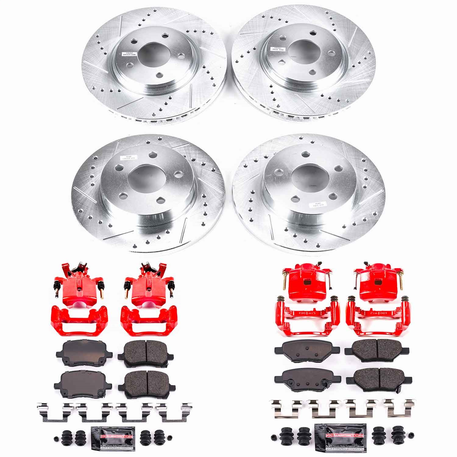 Power Stop - KC1612 - Front and Rear - Disc Brake Pad/Caliper and Rotor Kit