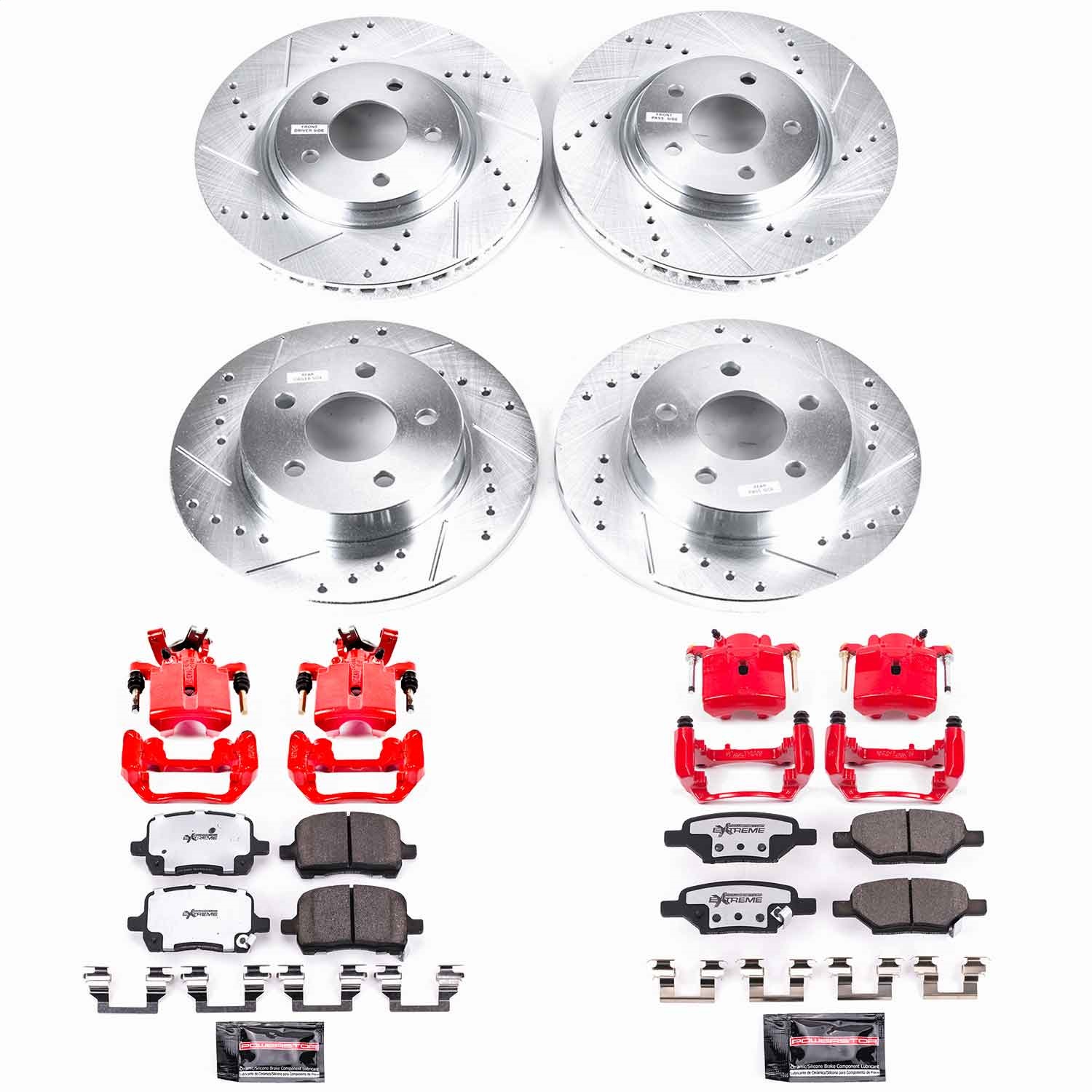Power Stop - KC1612A-26 - Front and Rear - Disc Brake Pad/Caliper and Rotor Kit