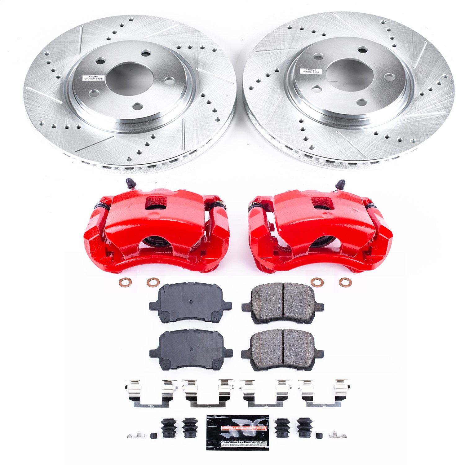 Power Stop - KC1614B - Front - Disc Brake Pad/Caliper and Rotor Kit