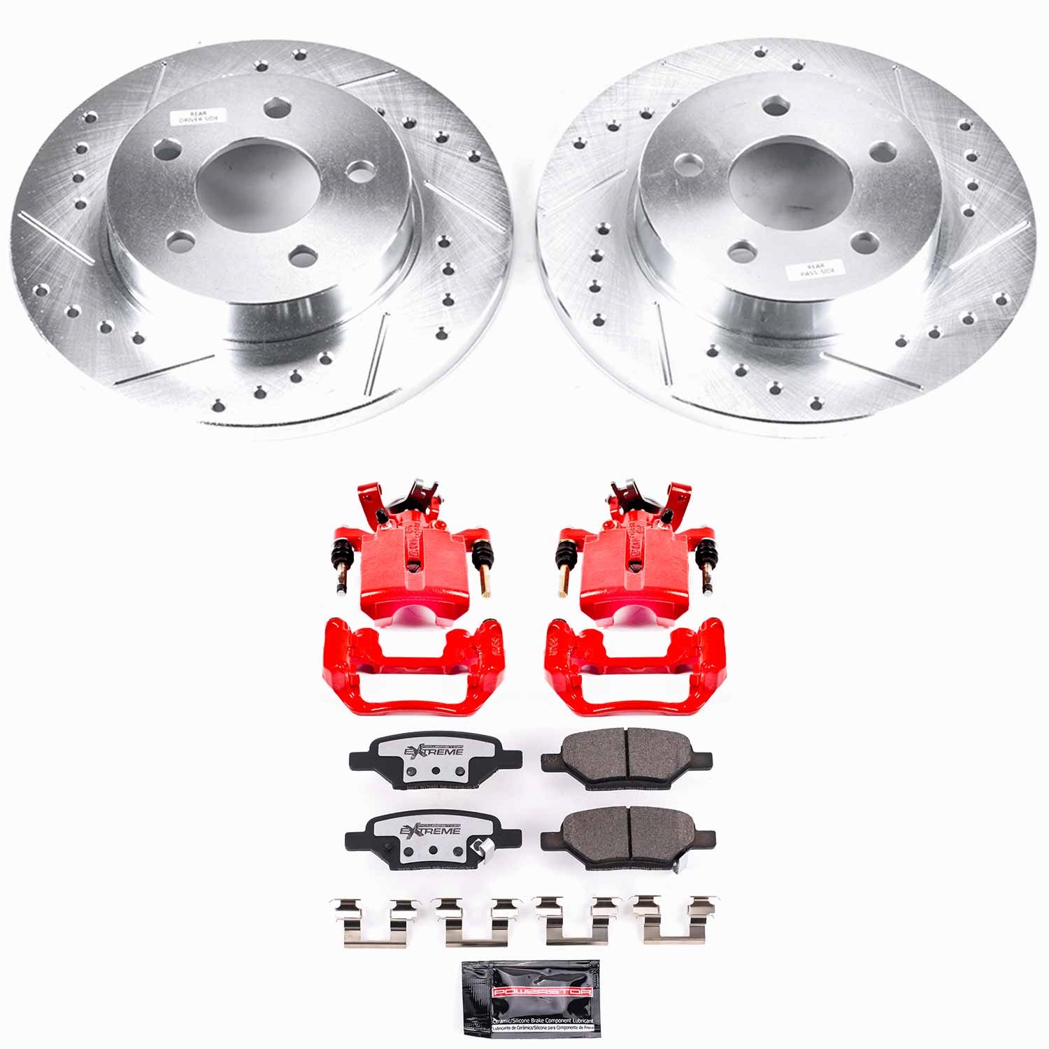 Power Stop - KC1616-26 - Rear - Disc Brake Pad/Caliper and Rotor Kit